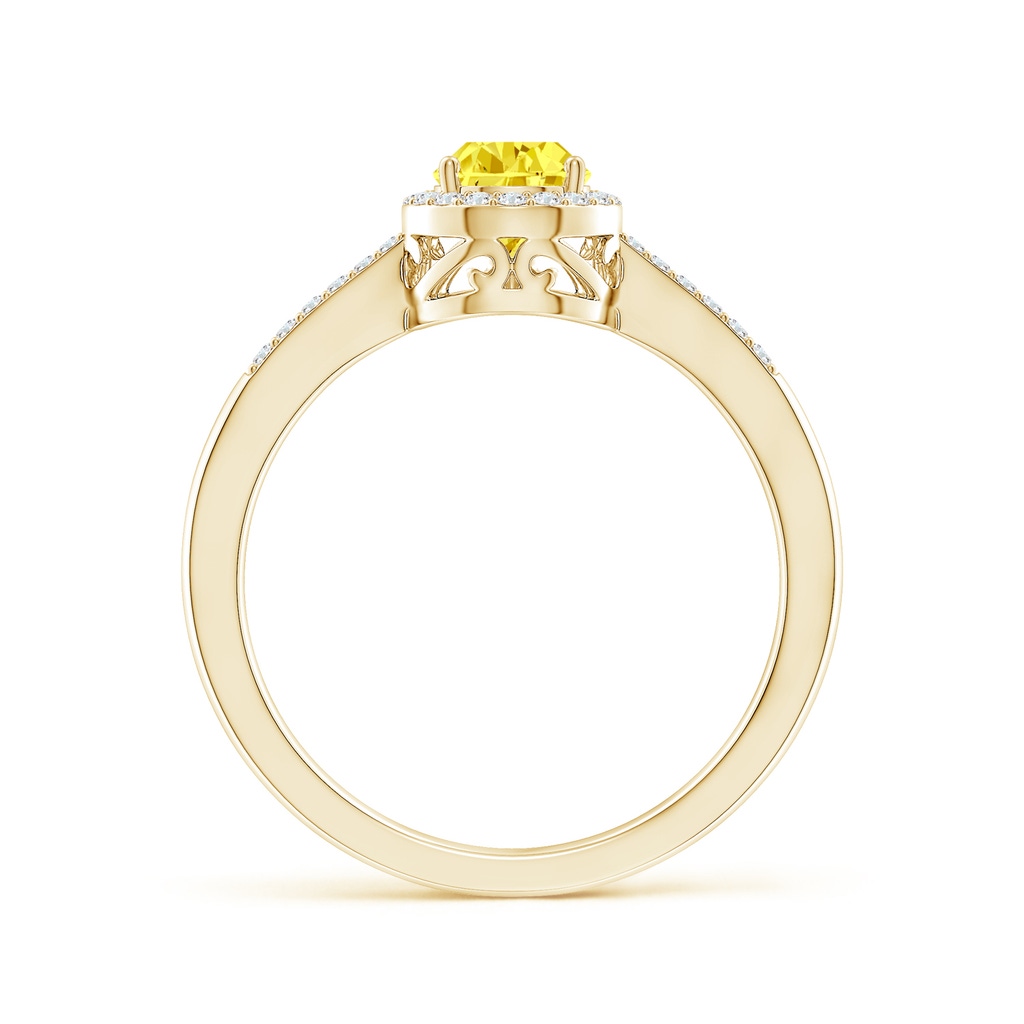 7x5mm AAAA Pear Fancy Intense Yellow Diamond Ring with Halo in Yellow Gold - side 199