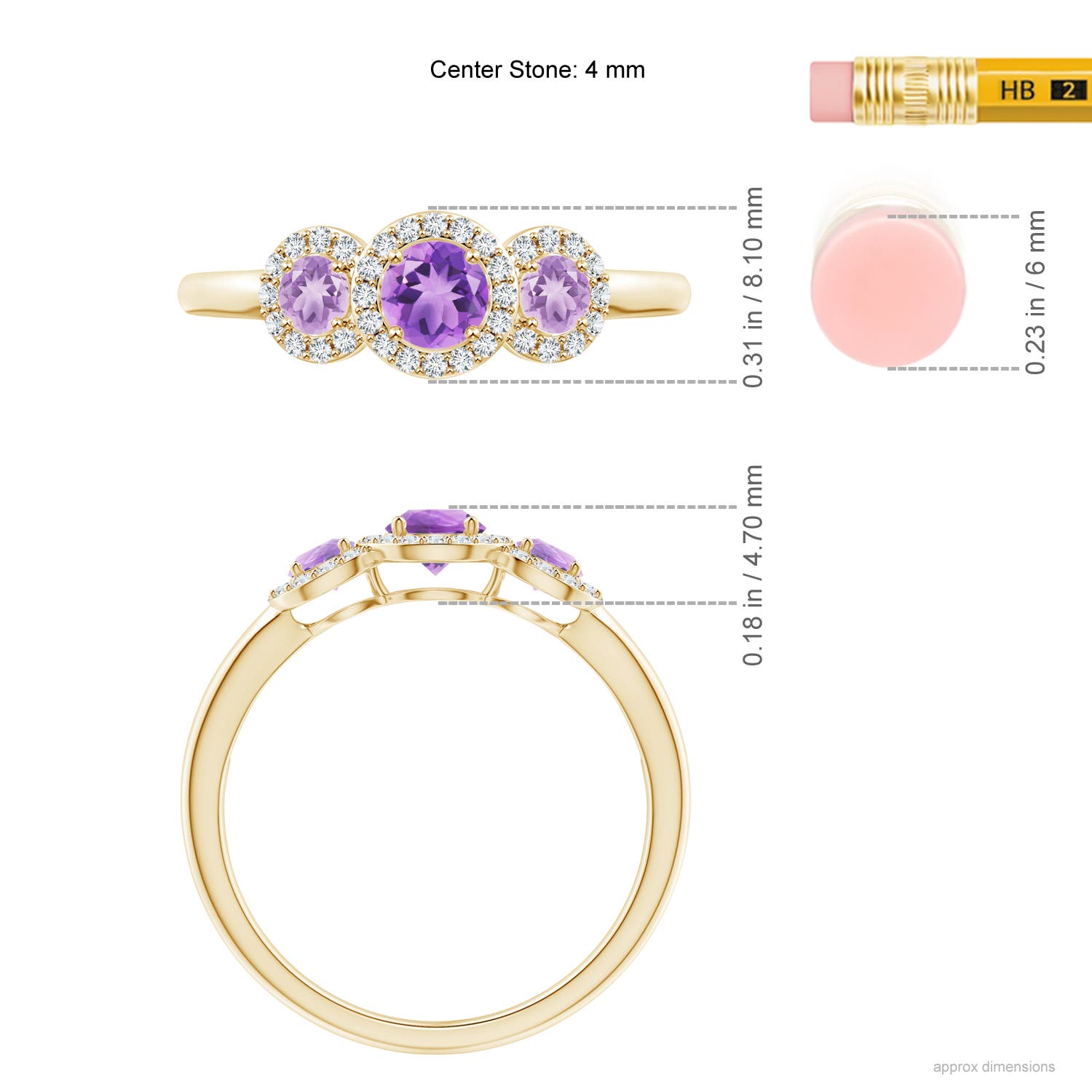 A - Amethyst / 0.72 CT / 14 KT Yellow Gold