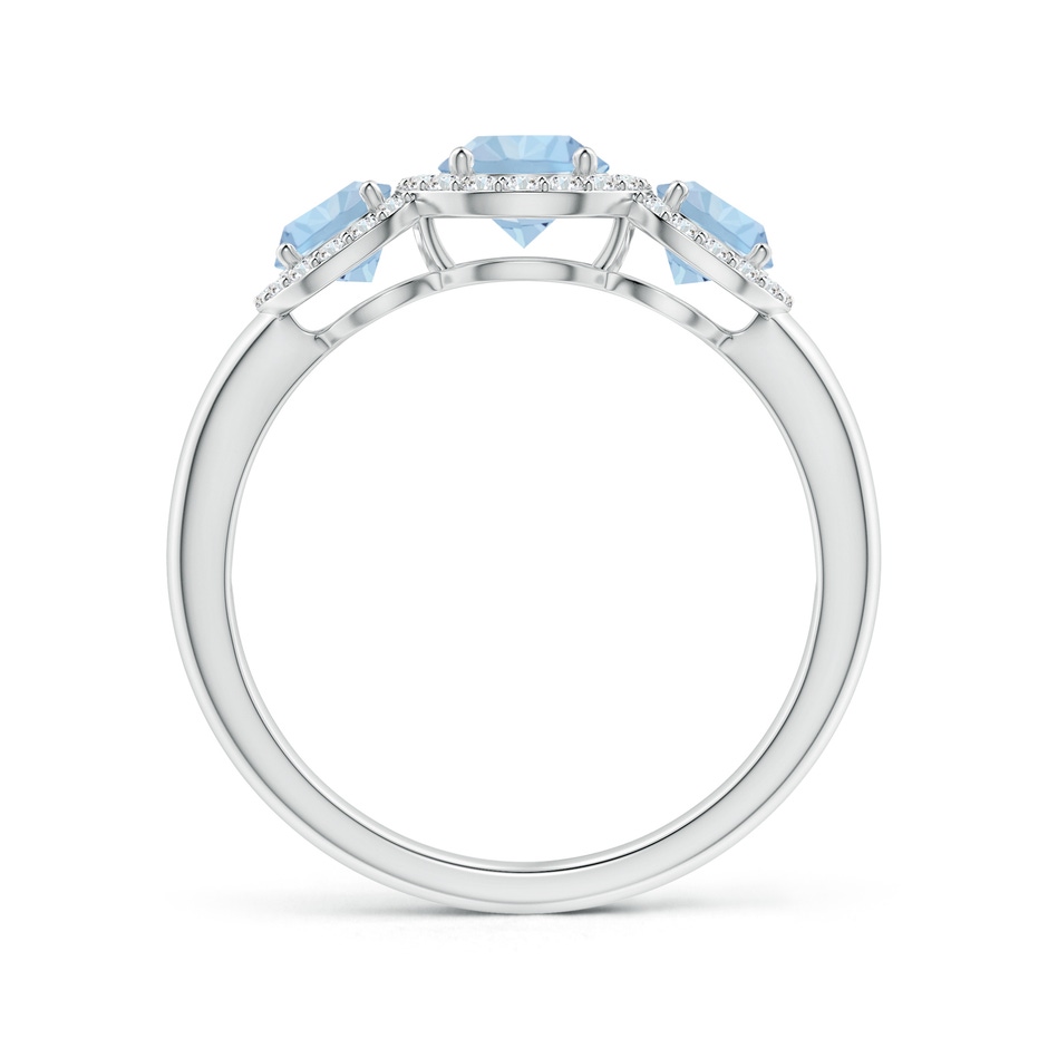 5mm AA Round Aquamarine Three Stone Halo Ring with Diamonds in White Gold side-1