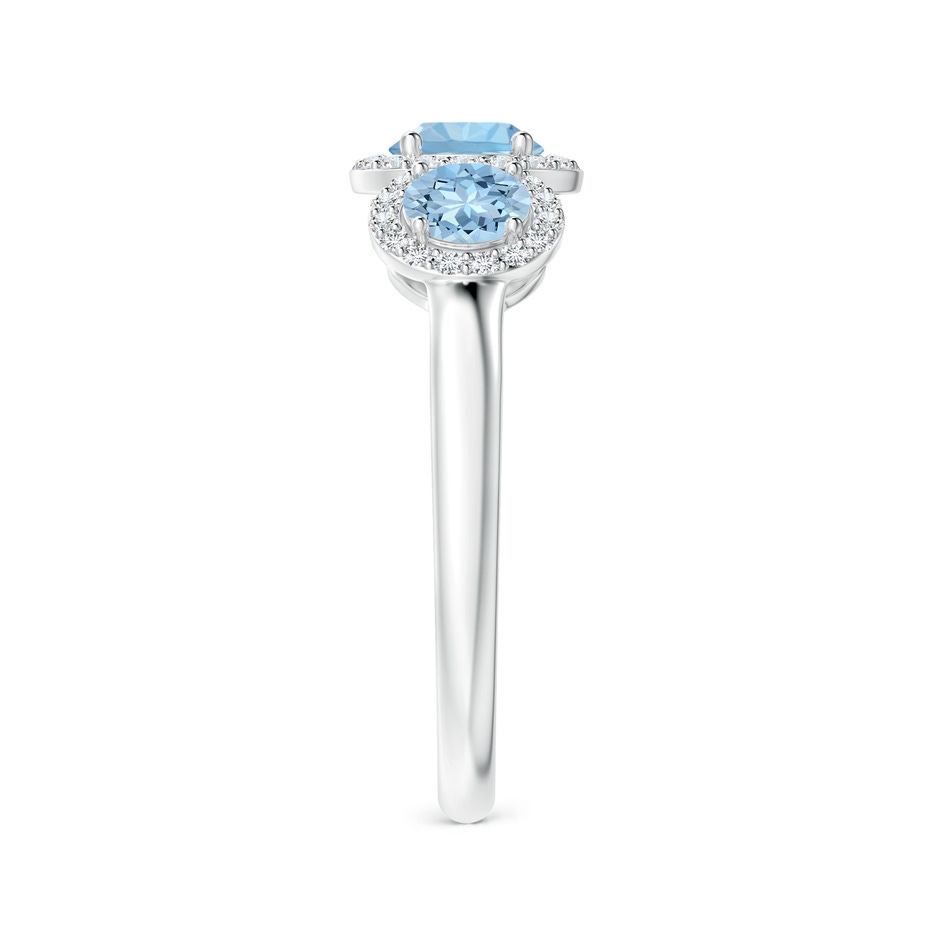 5mm AAA Round Aquamarine Three Stone Halo Ring with Diamonds in P950 Platinum side-2