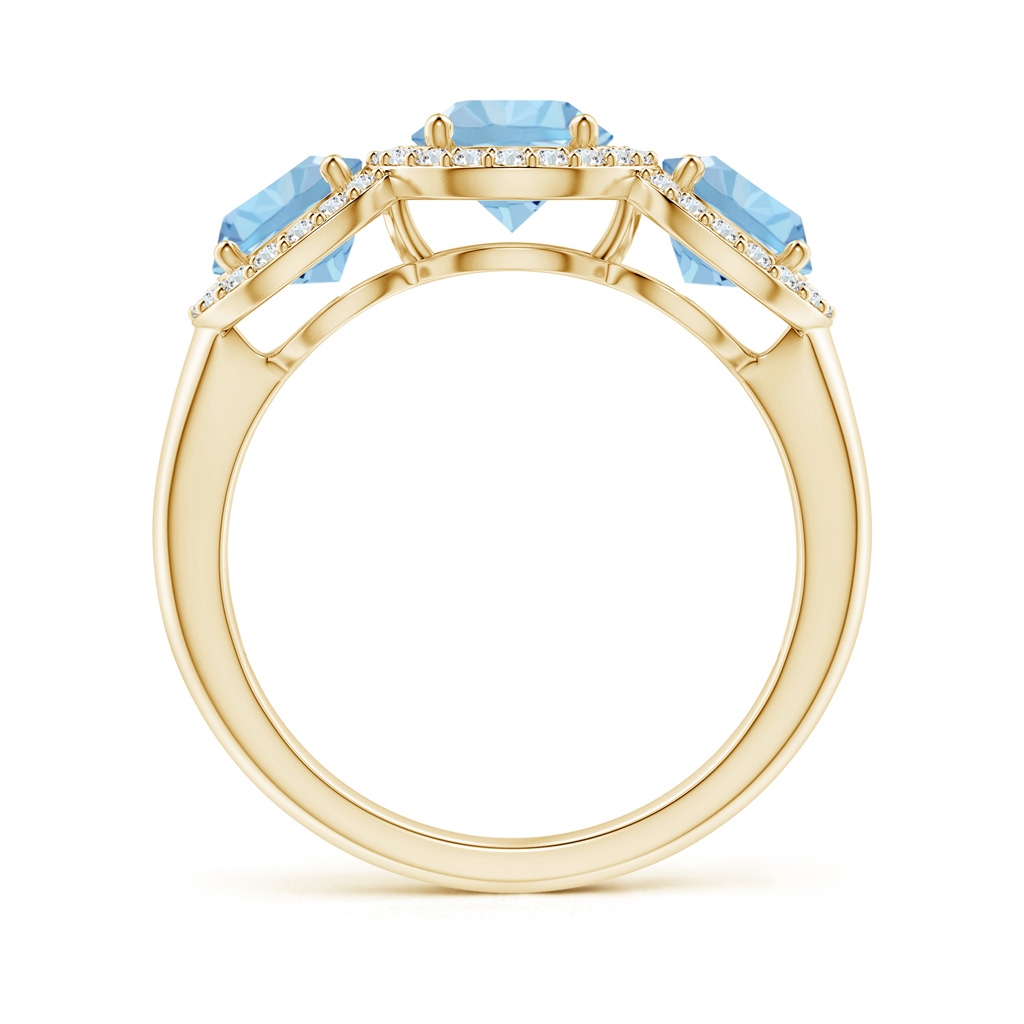 6mm AAA Round Aquamarine Three Stone Halo Ring with Diamonds in 10K Yellow Gold - side_1