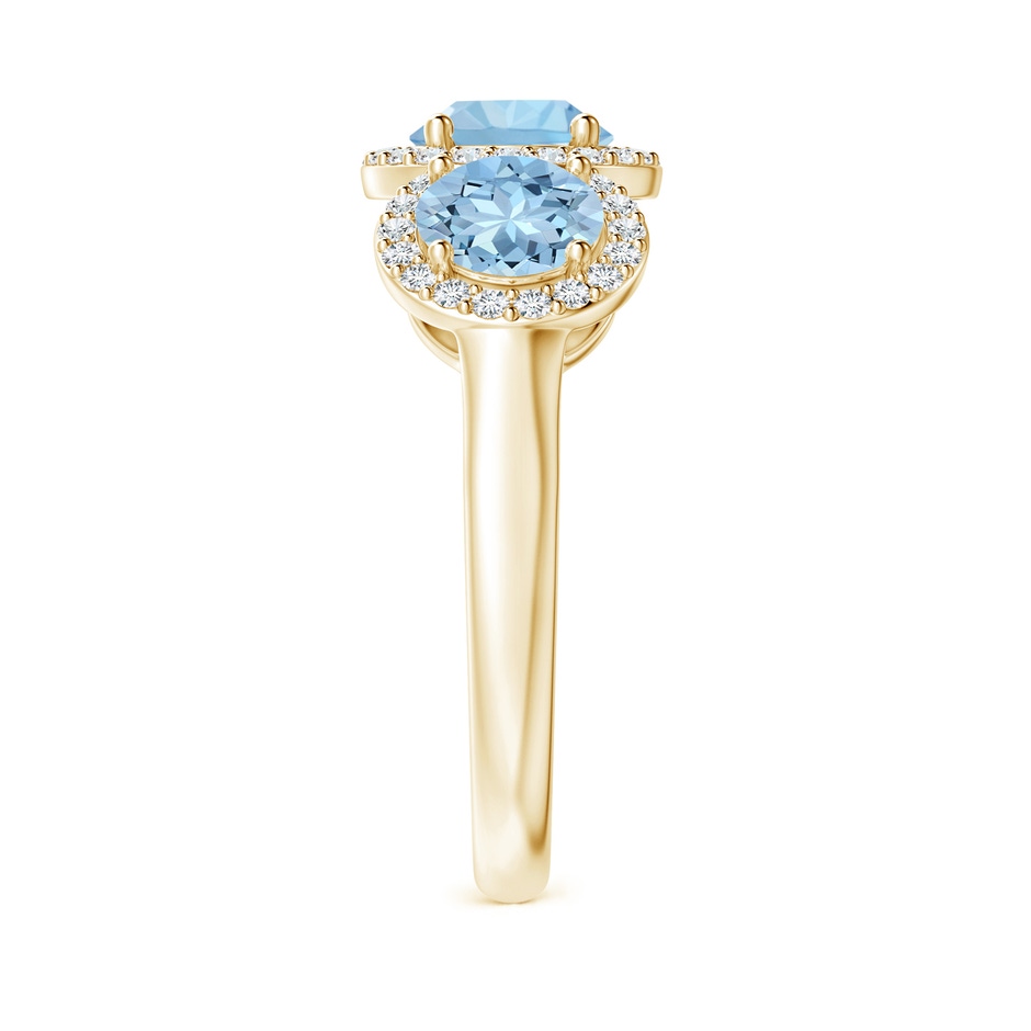 6mm AAA Round Aquamarine Three Stone Halo Ring with Diamonds in 10K Yellow Gold side-2