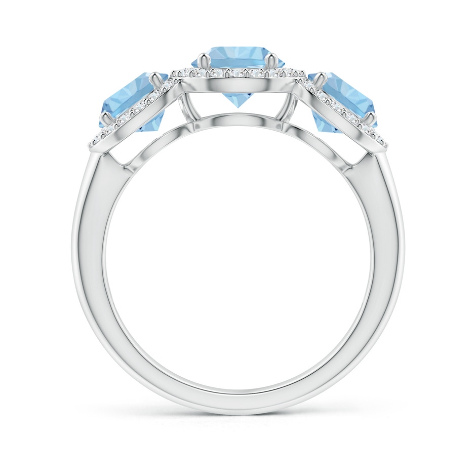 6mm AAA Round Aquamarine Three Stone Halo Ring with Diamonds in White Gold side-1