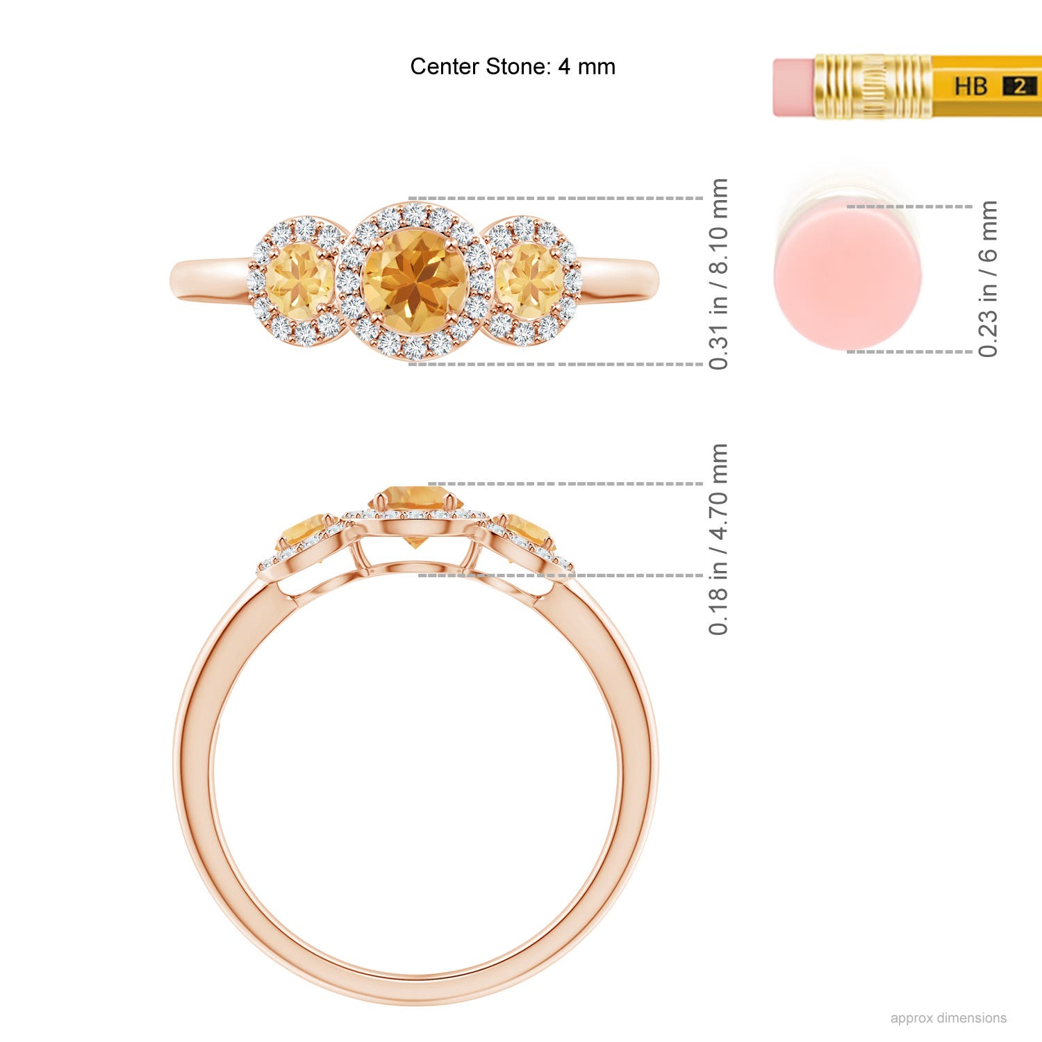 A - Citrine / 0.7 CT / 14 KT Rose Gold