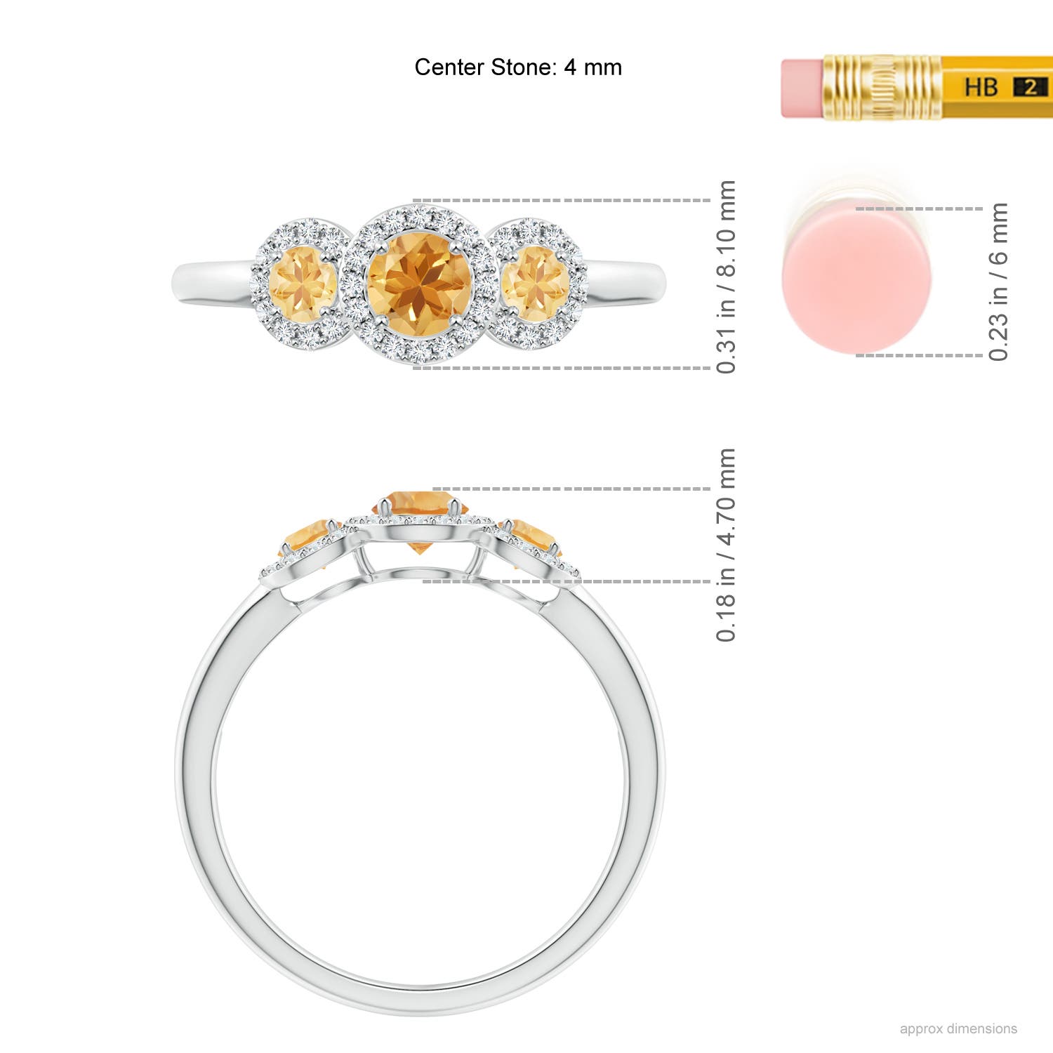 A - Citrine / 0.7 CT / 14 KT White Gold