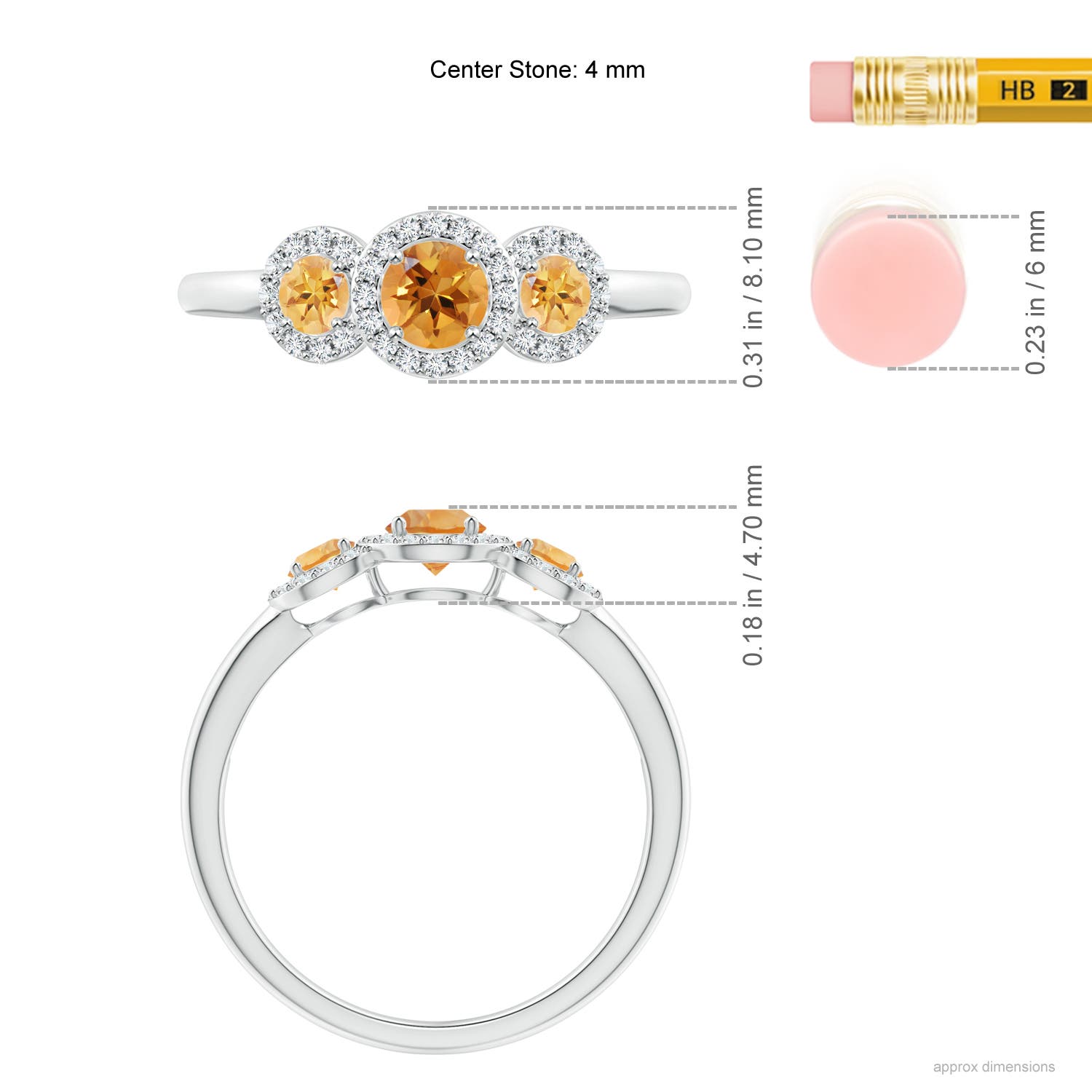 AA - Citrine / 0.7 CT / 14 KT White Gold