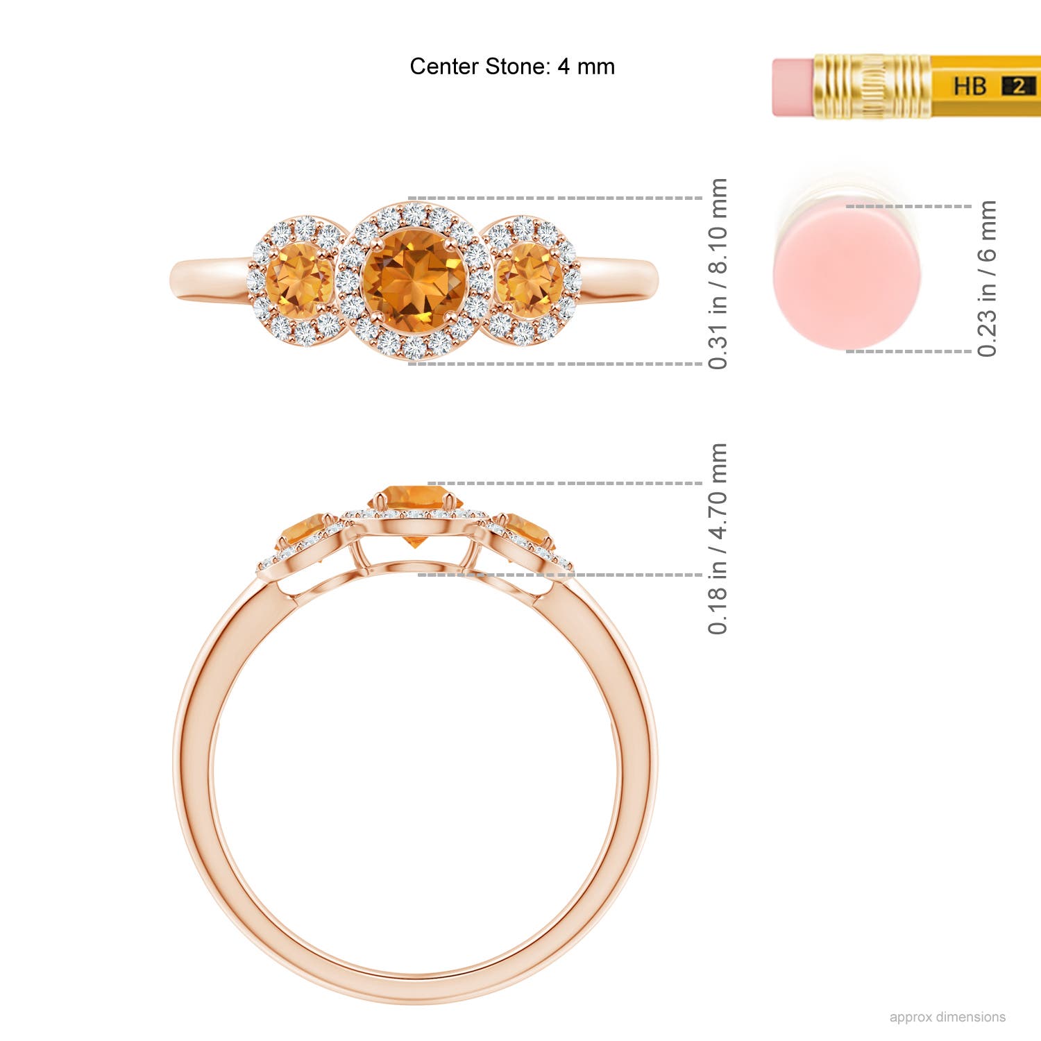 AAA - Citrine / 0.7 CT / 14 KT Rose Gold