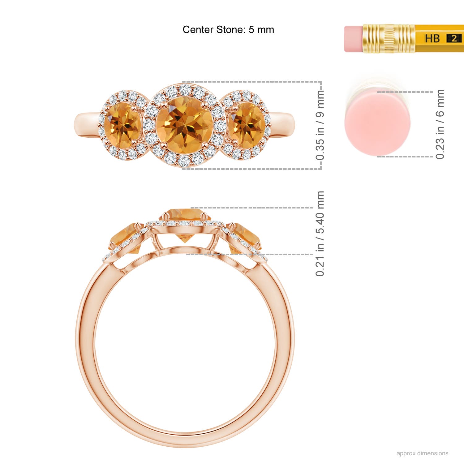 AA - Citrine / 1.23 CT / 14 KT Rose Gold