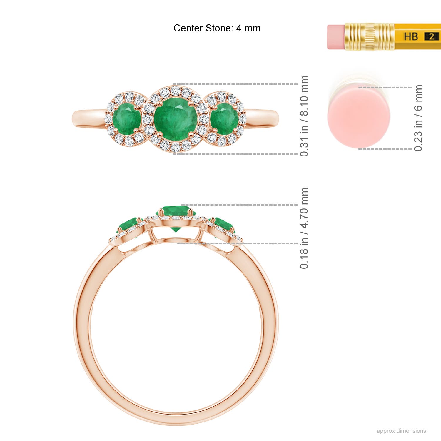 A - Emerald / 0.71 CT / 14 KT Rose Gold