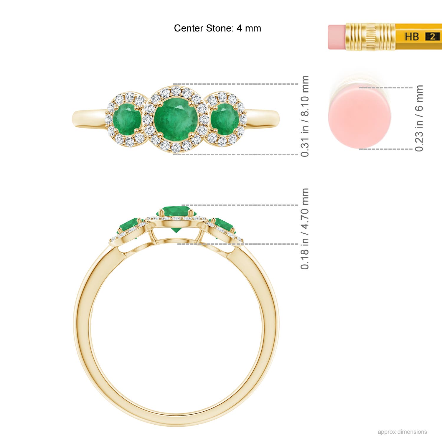 A - Emerald / 0.71 CT / 14 KT Yellow Gold