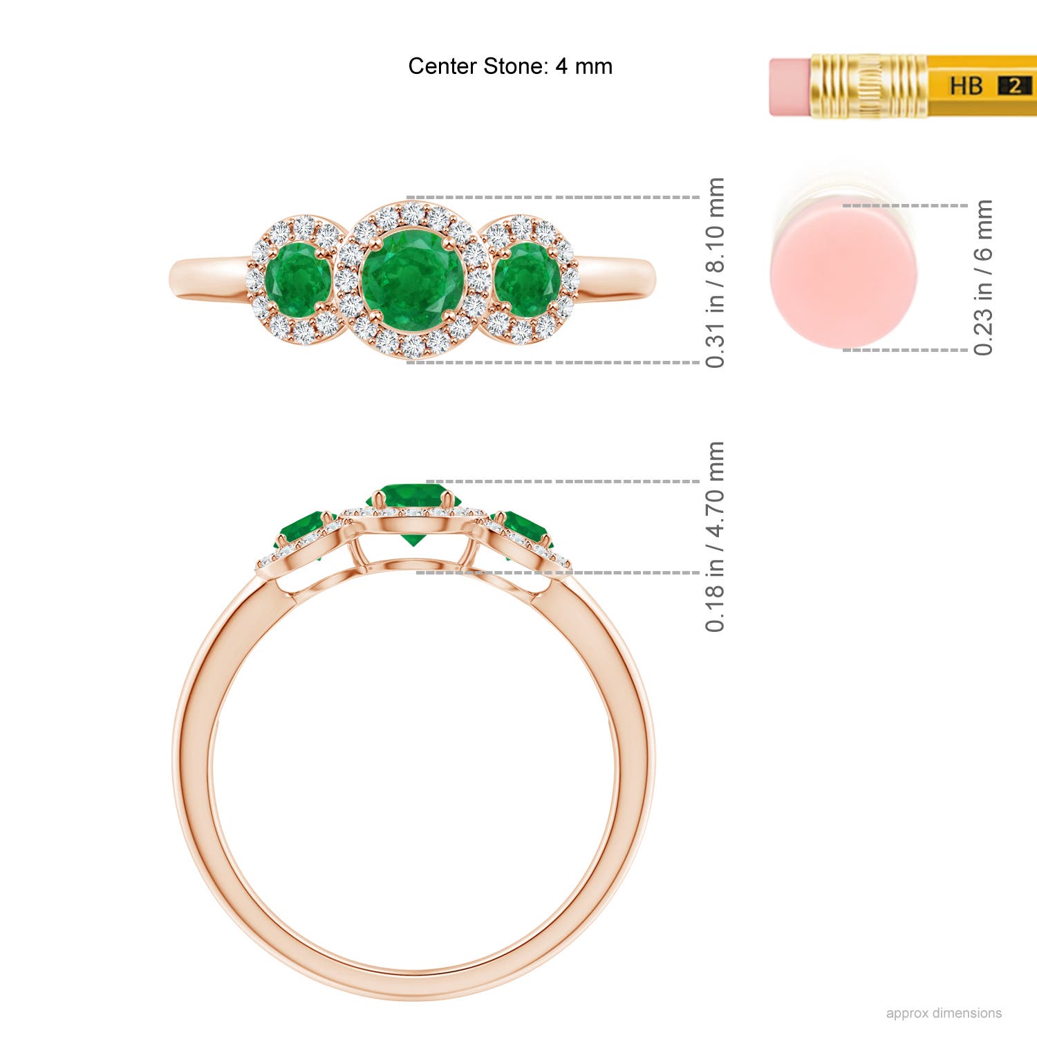 AA - Emerald / 0.71 CT / 14 KT Rose Gold