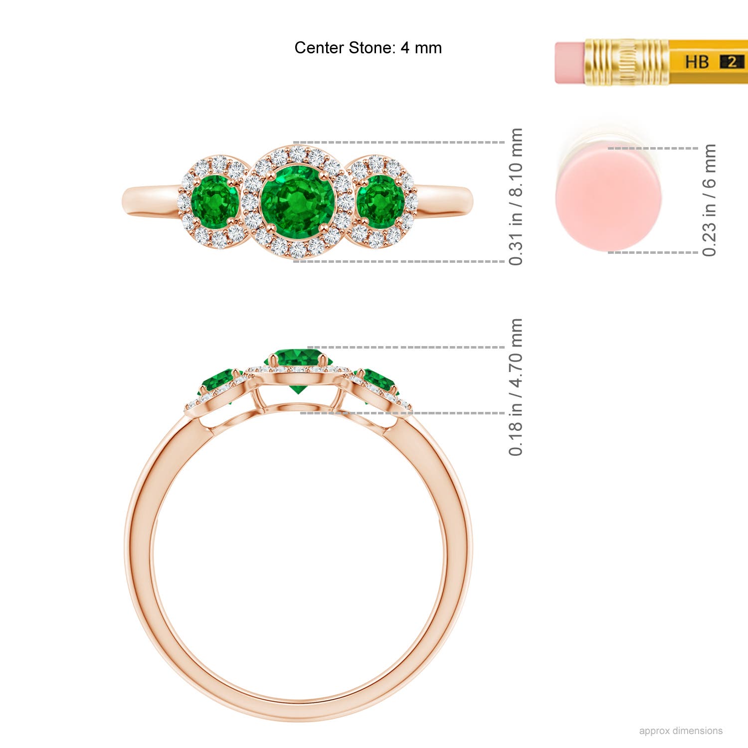 AAAA - Emerald / 0.71 CT / 14 KT Rose Gold