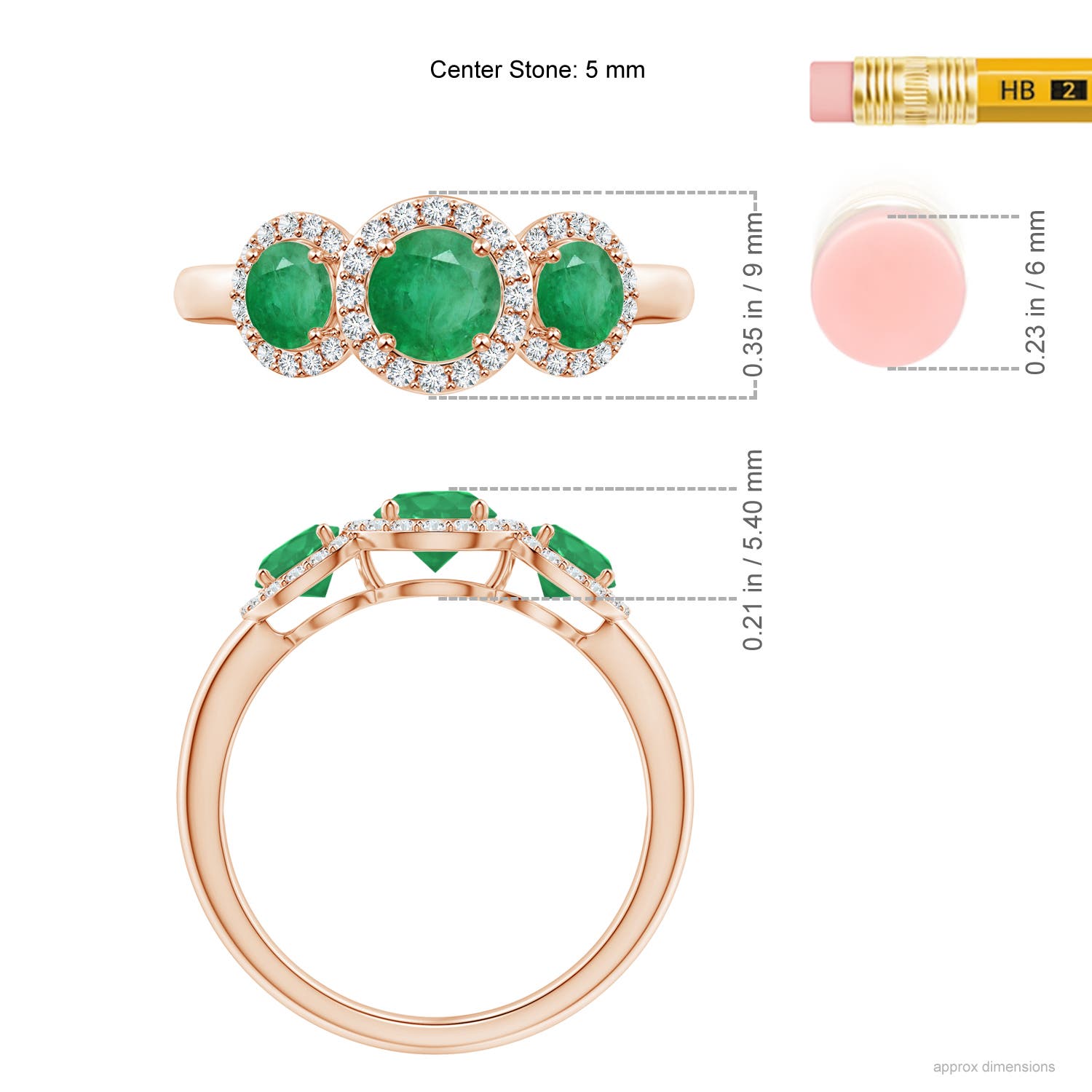 A - Emerald / 1.25 CT / 14 KT Rose Gold