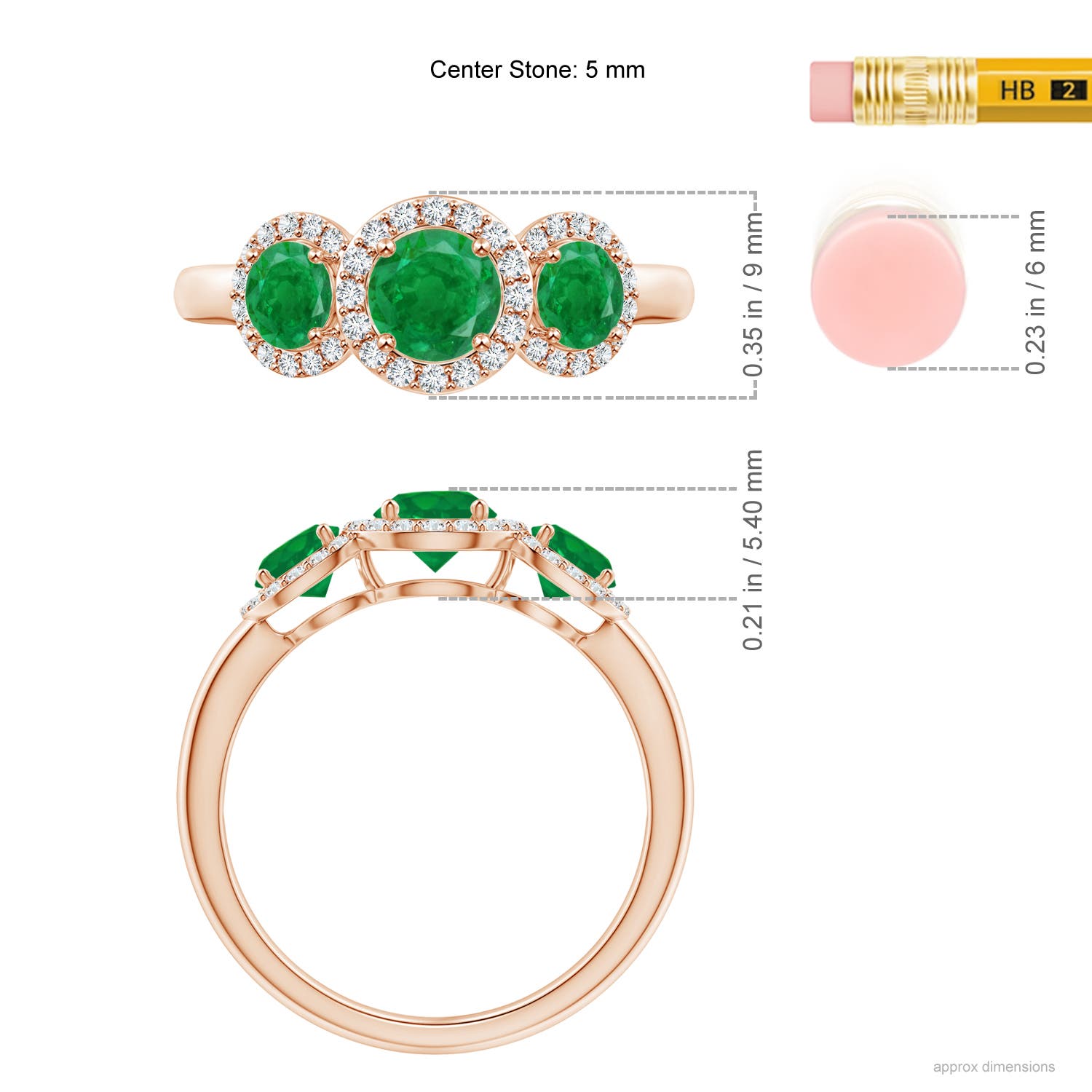 AA - Emerald / 1.25 CT / 14 KT Rose Gold