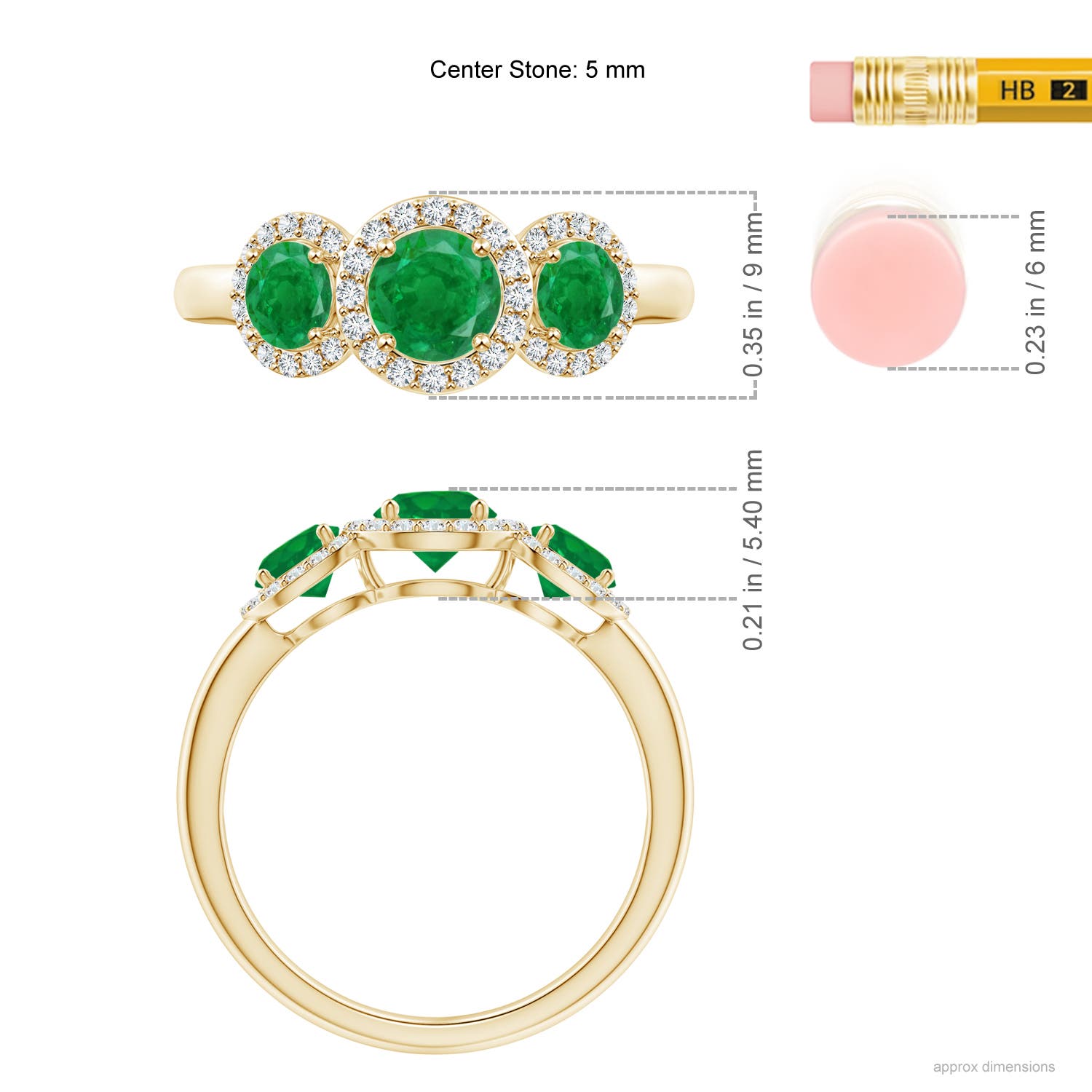 AA - Emerald / 1.25 CT / 14 KT Yellow Gold