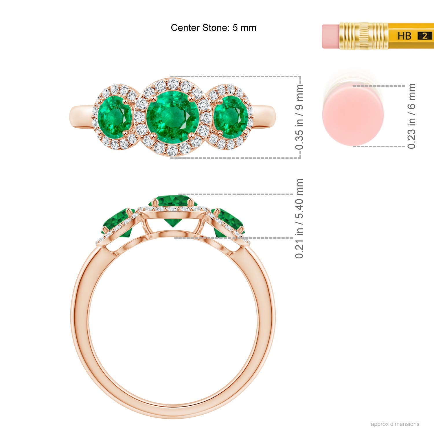 AAA - Emerald / 1.25 CT / 14 KT Rose Gold