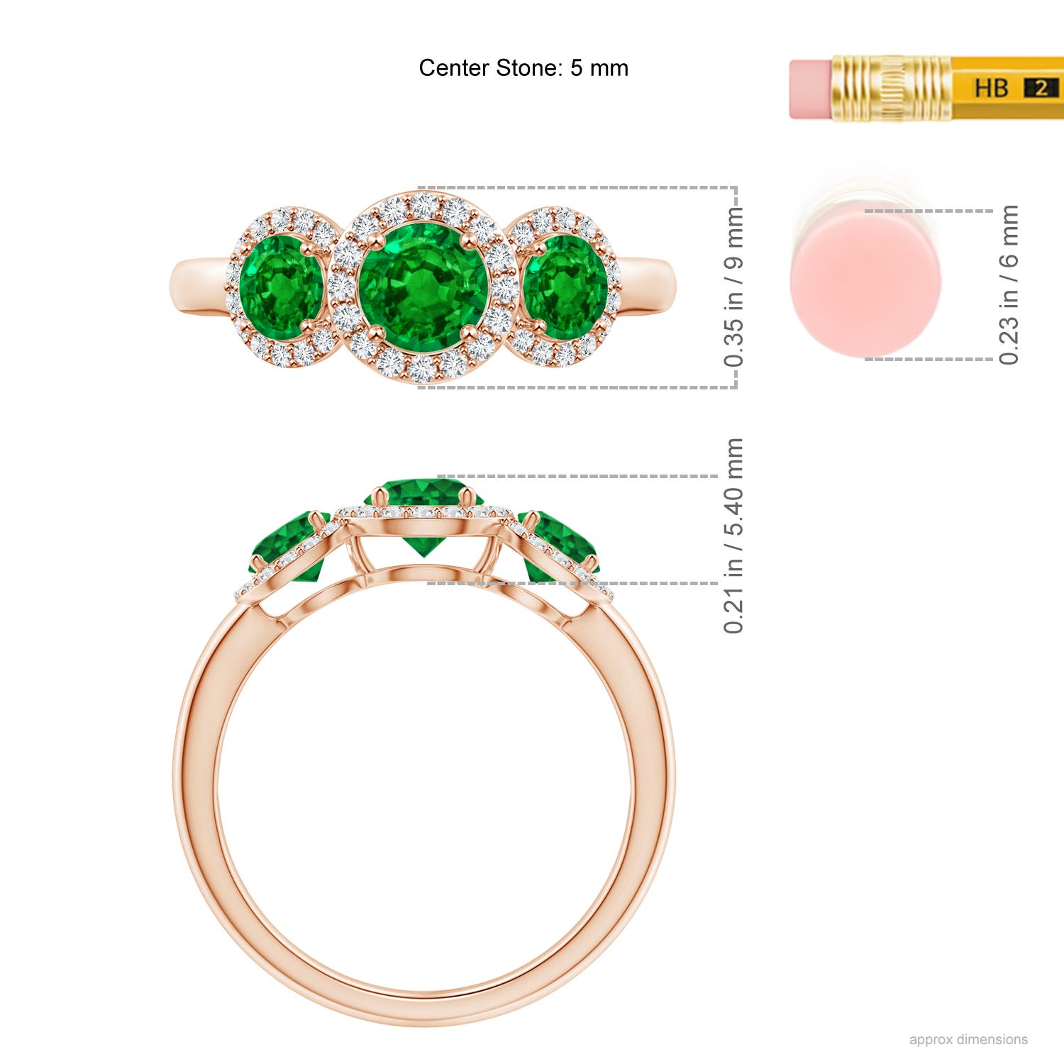 AAAA - Emerald / 1.25 CT / 14 KT Rose Gold