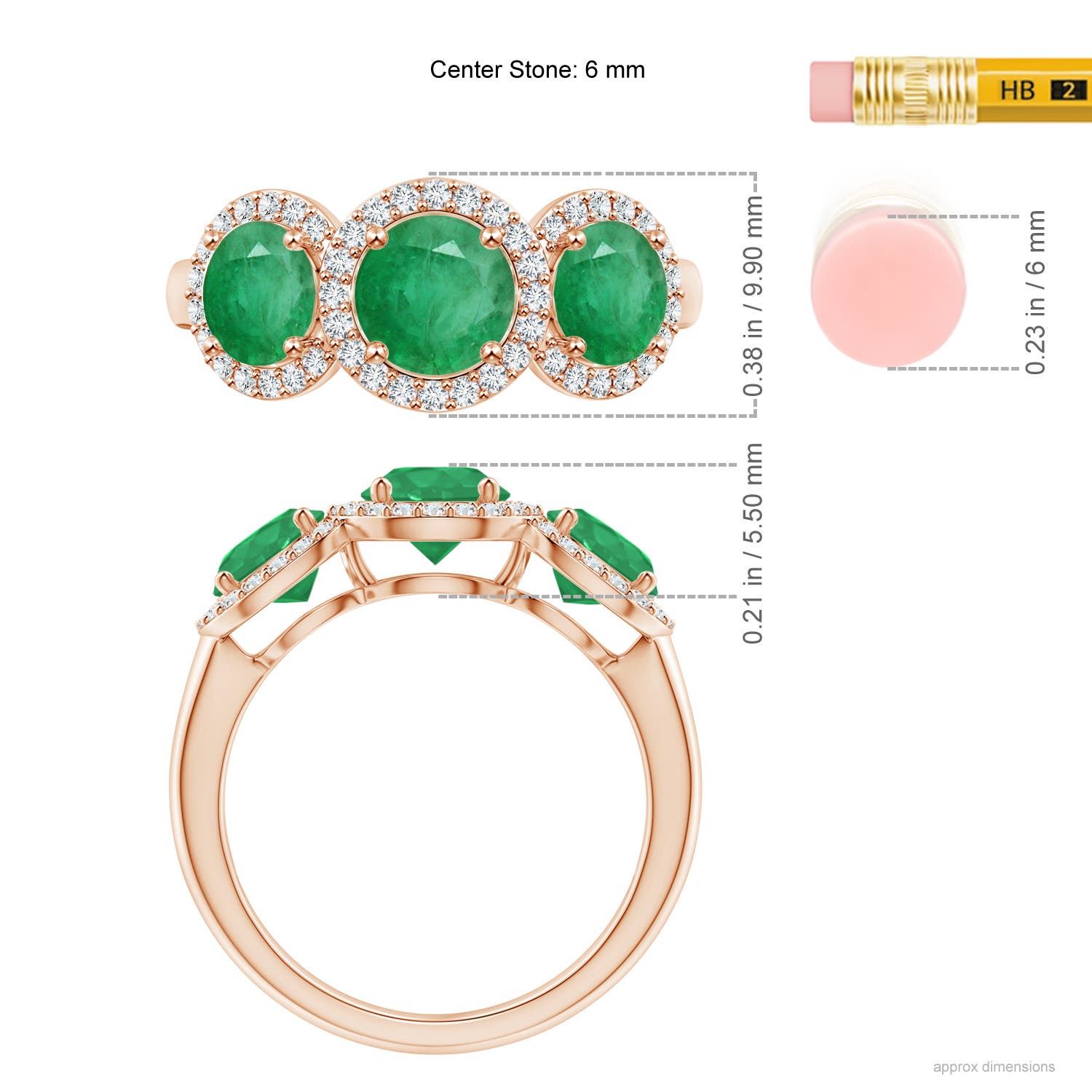 A - Emerald / 2.03 CT / 14 KT Rose Gold