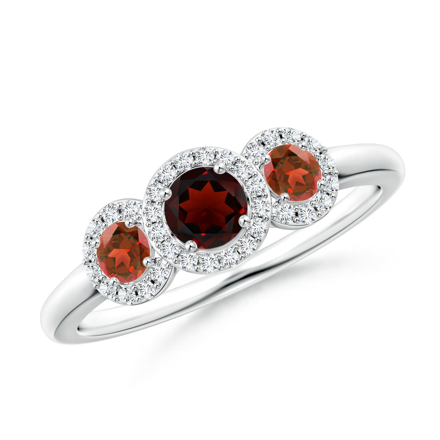 AA - Garnet / 0.9 CT / 14 KT White Gold