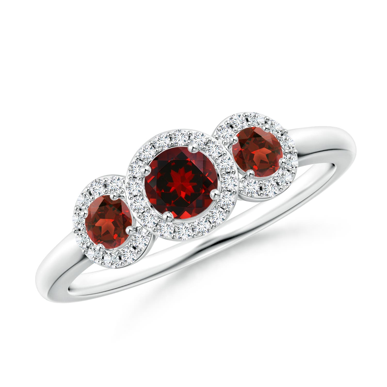 AAAA - Garnet / 0.9 CT / 14 KT White Gold