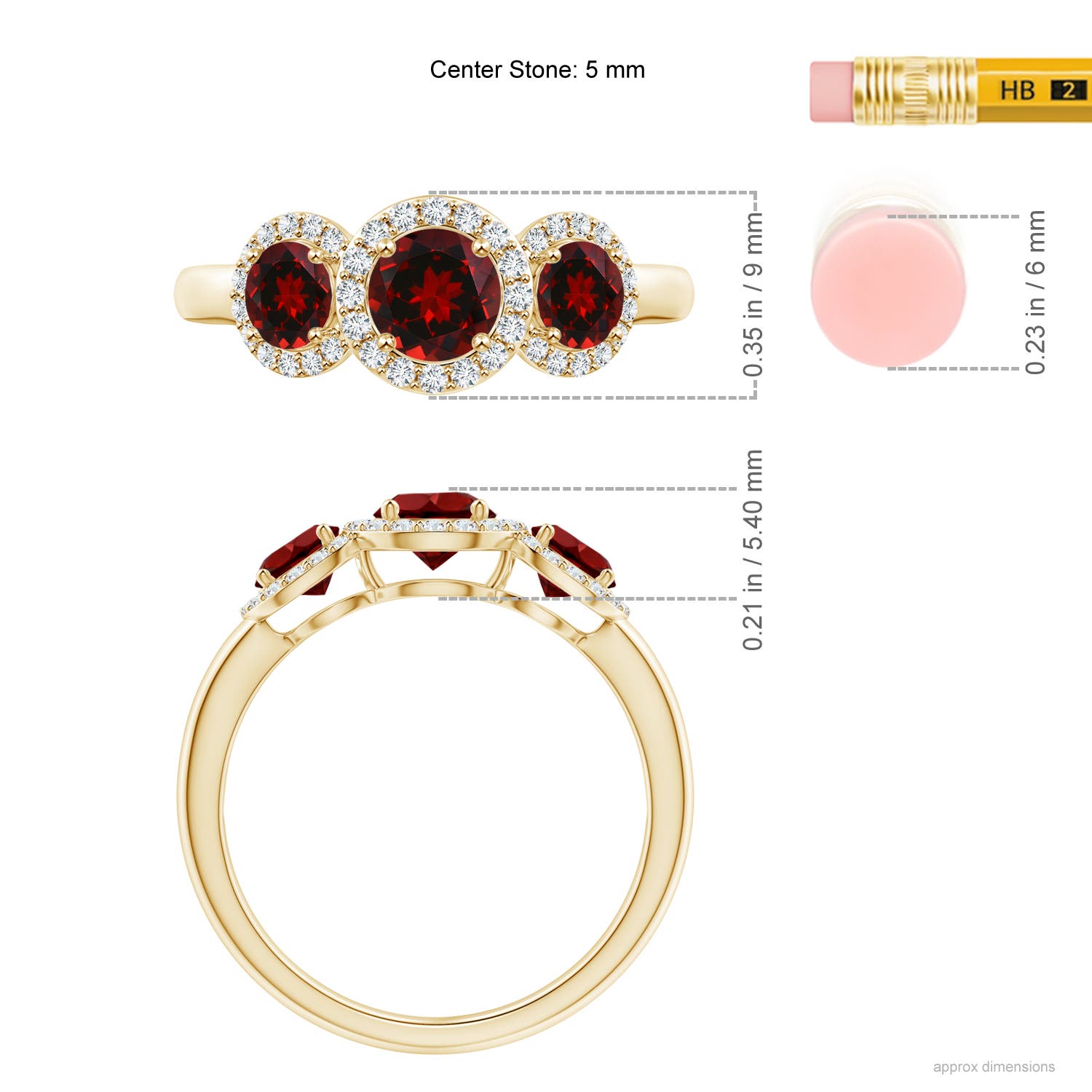 AAAA - Garnet / 1.58 CT / 14 KT Yellow Gold