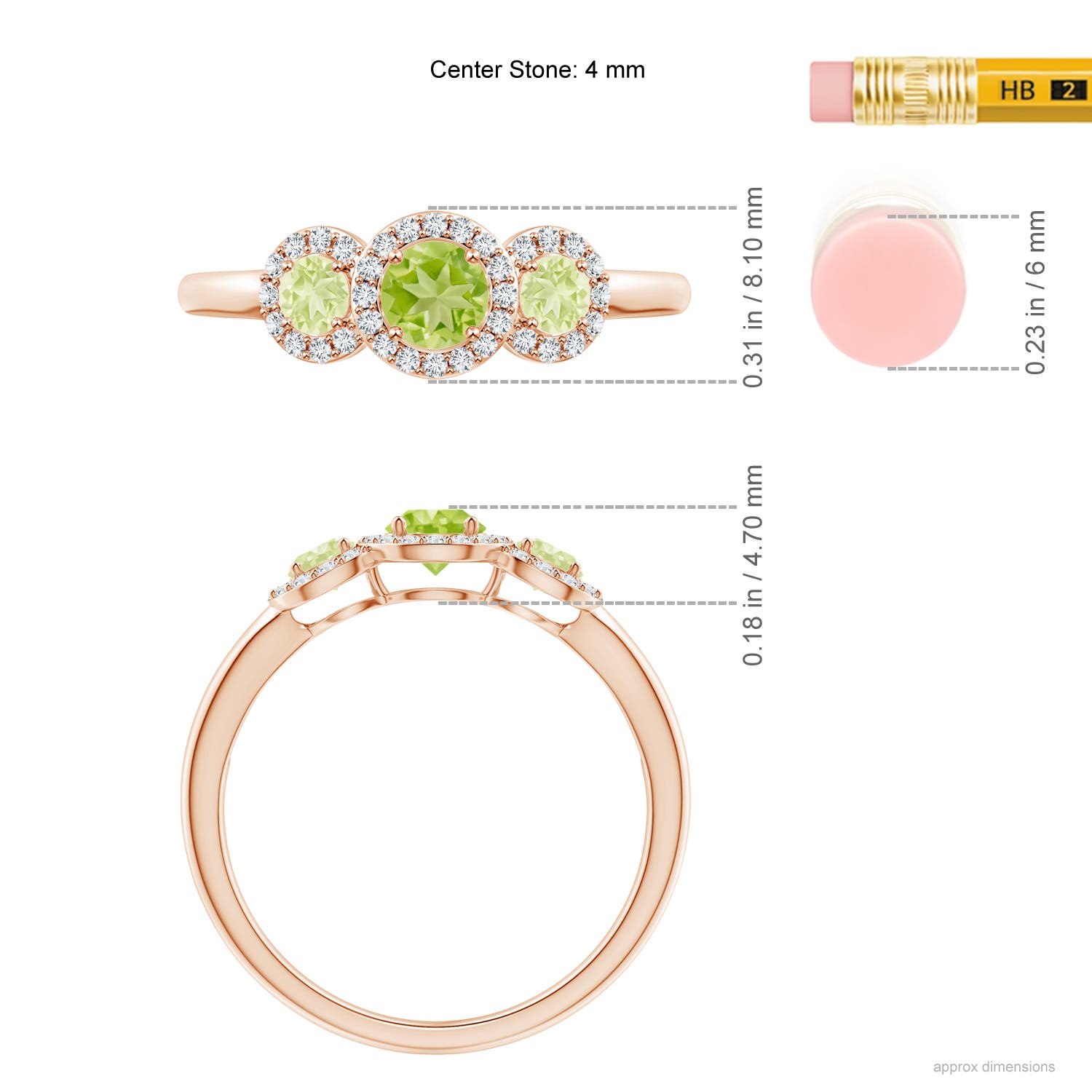 AA - Peridot / 0.81 CT / 14 KT Rose Gold