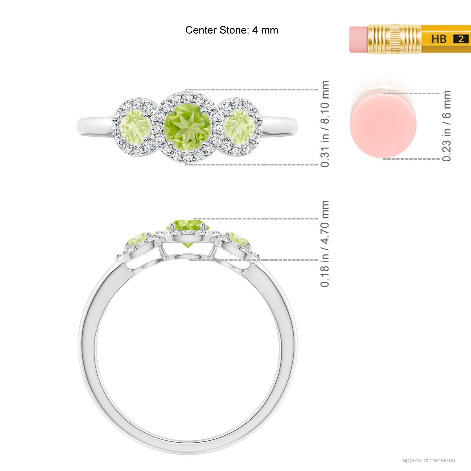 AA - Peridot / 0.81 CT / 14 KT White Gold