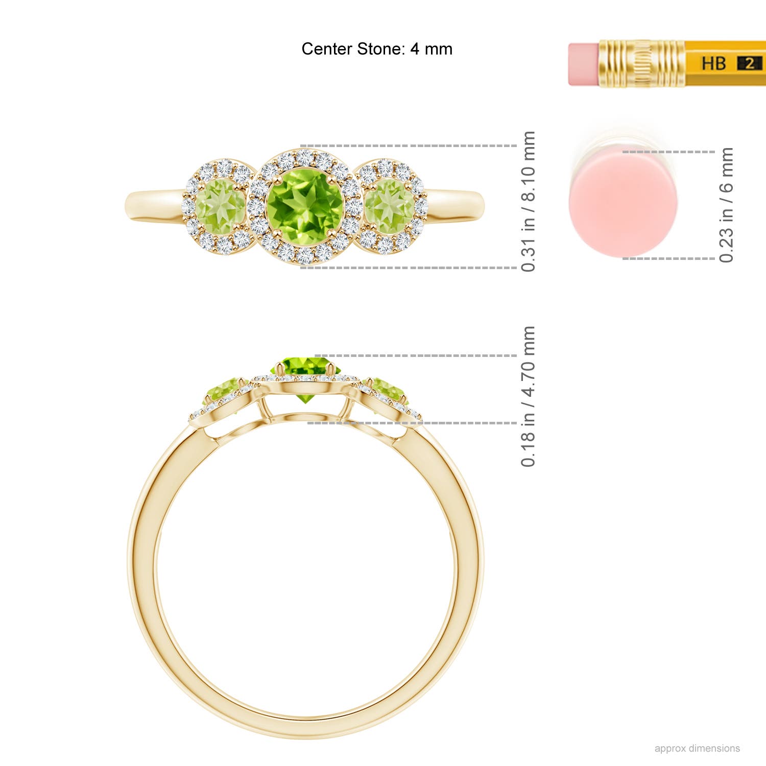 AAA - Peridot / 0.81 CT / 14 KT Yellow Gold