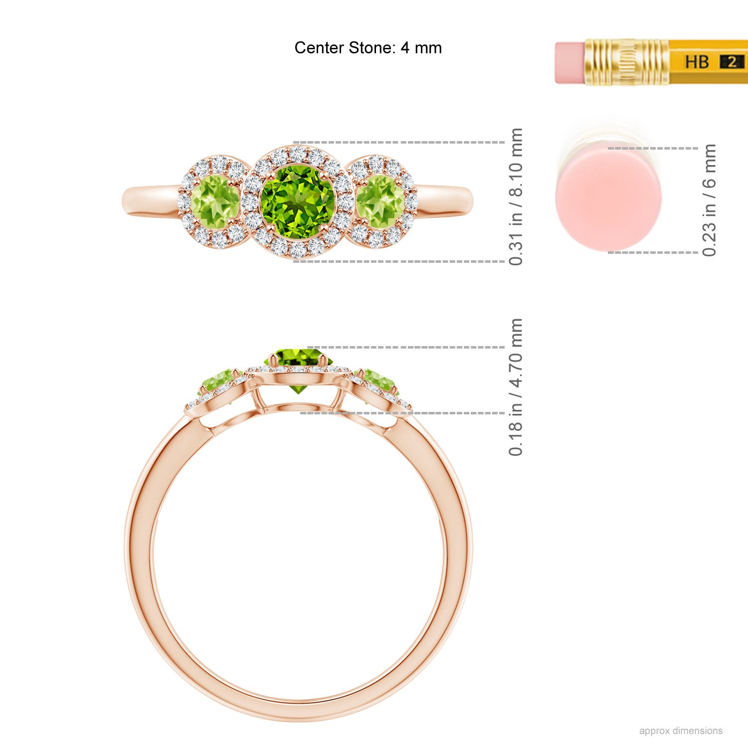 AAAA - Peridot / 0.81 CT / 14 KT Rose Gold