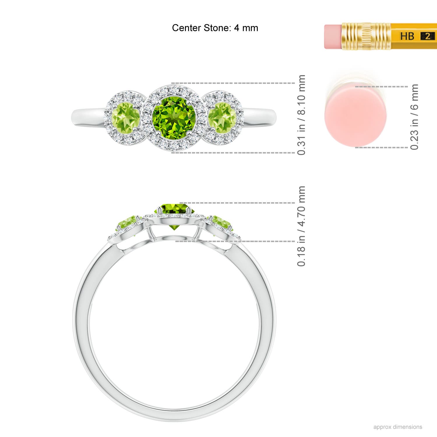 AAAA - Peridot / 0.81 CT / 14 KT White Gold