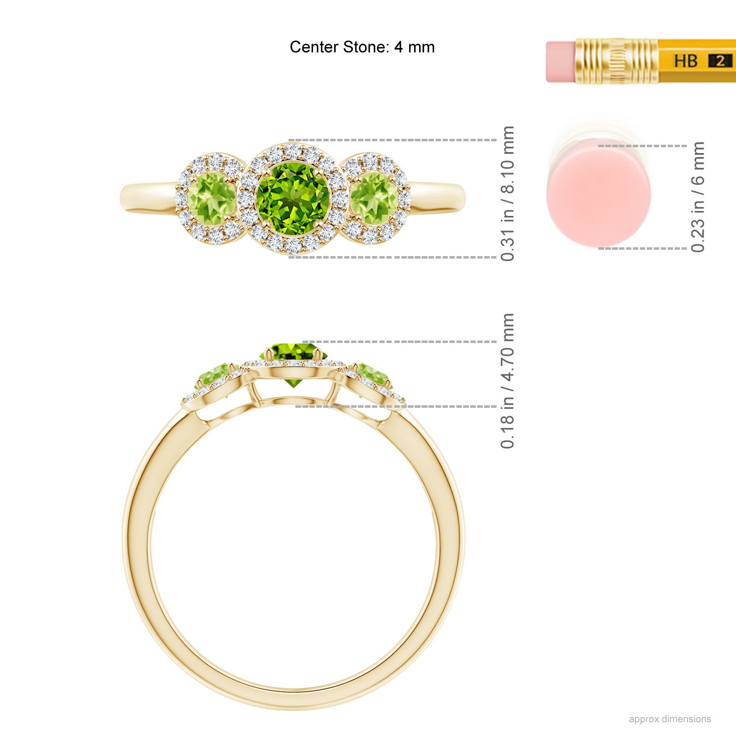 AAAA - Peridot / 0.81 CT / 14 KT Yellow Gold