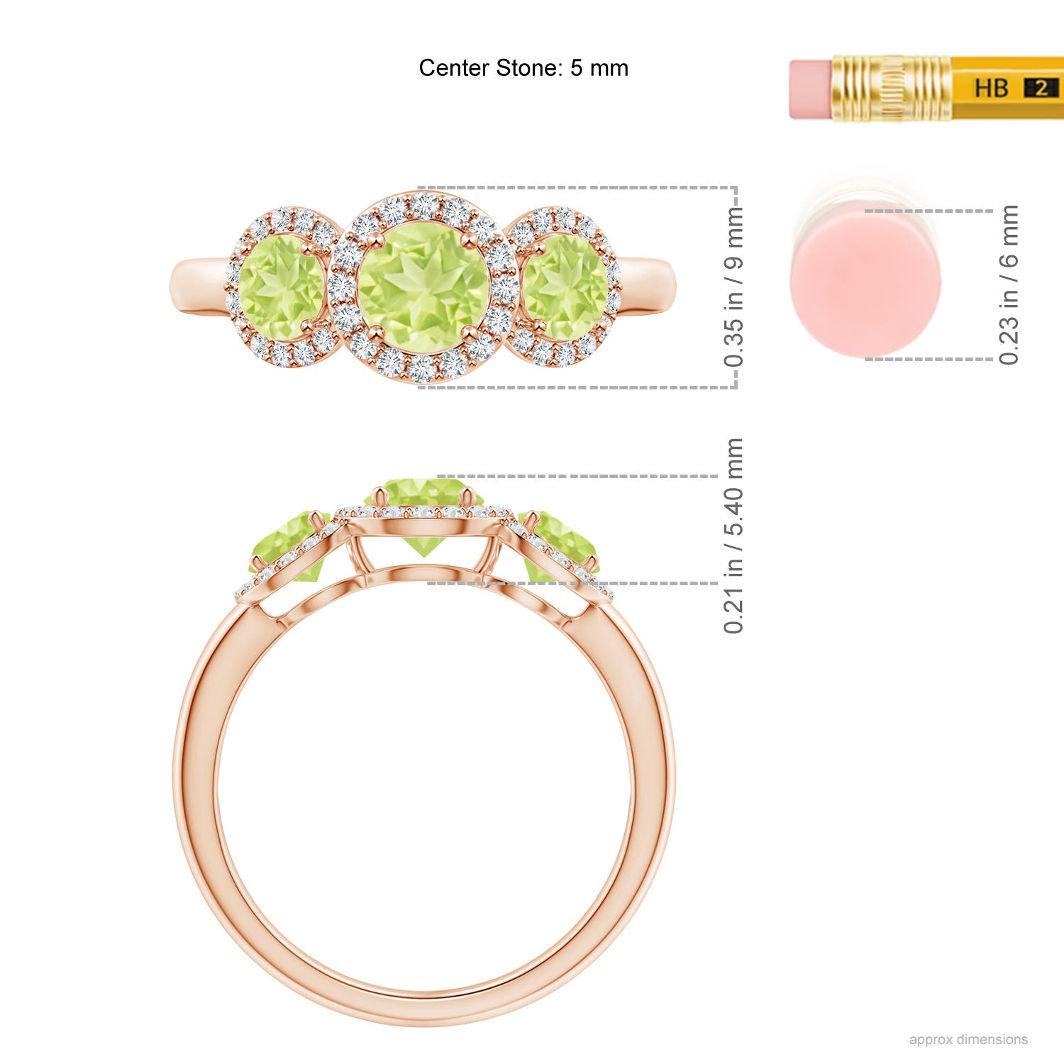 A - Peridot / 1.47 CT / 14 KT Rose Gold