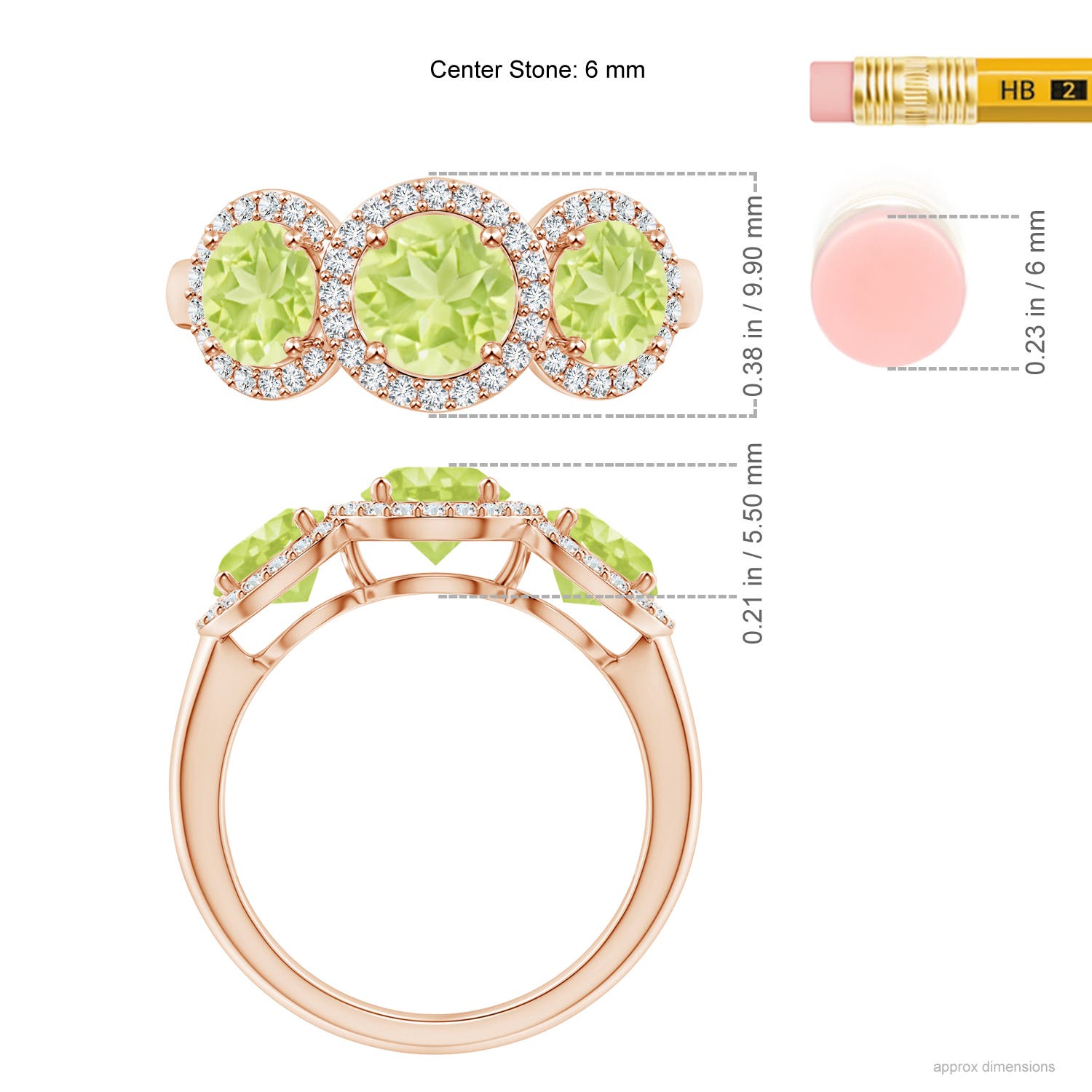 A - Peridot / 2.43 CT / 14 KT Rose Gold