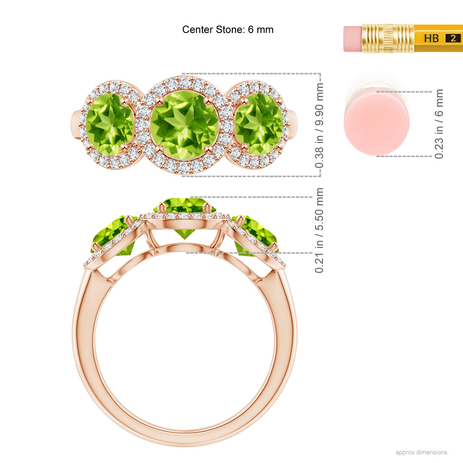 AAA - Peridot / 2.43 CT / 14 KT Rose Gold