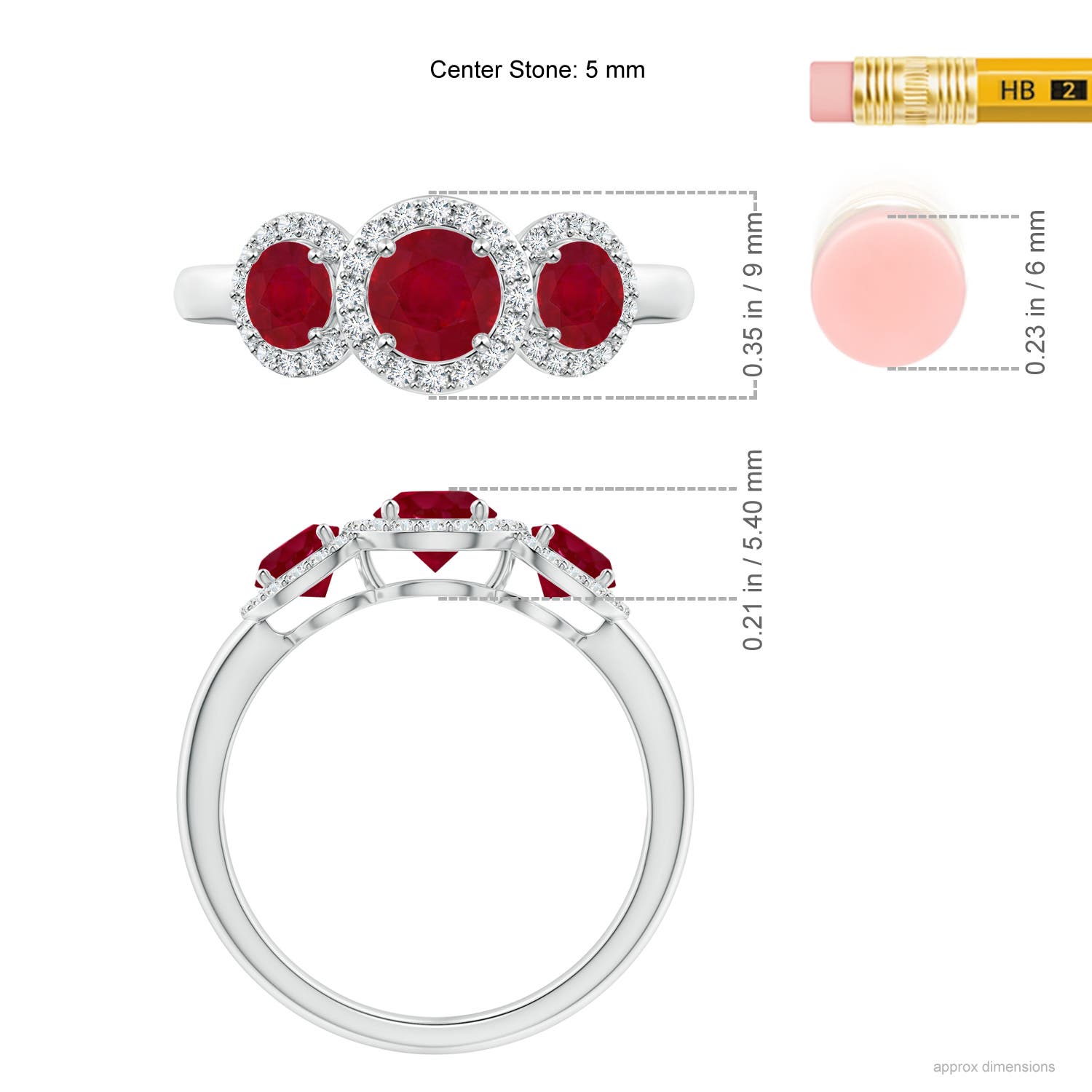 AA - Ruby / 1.6 CT / 14 KT White Gold