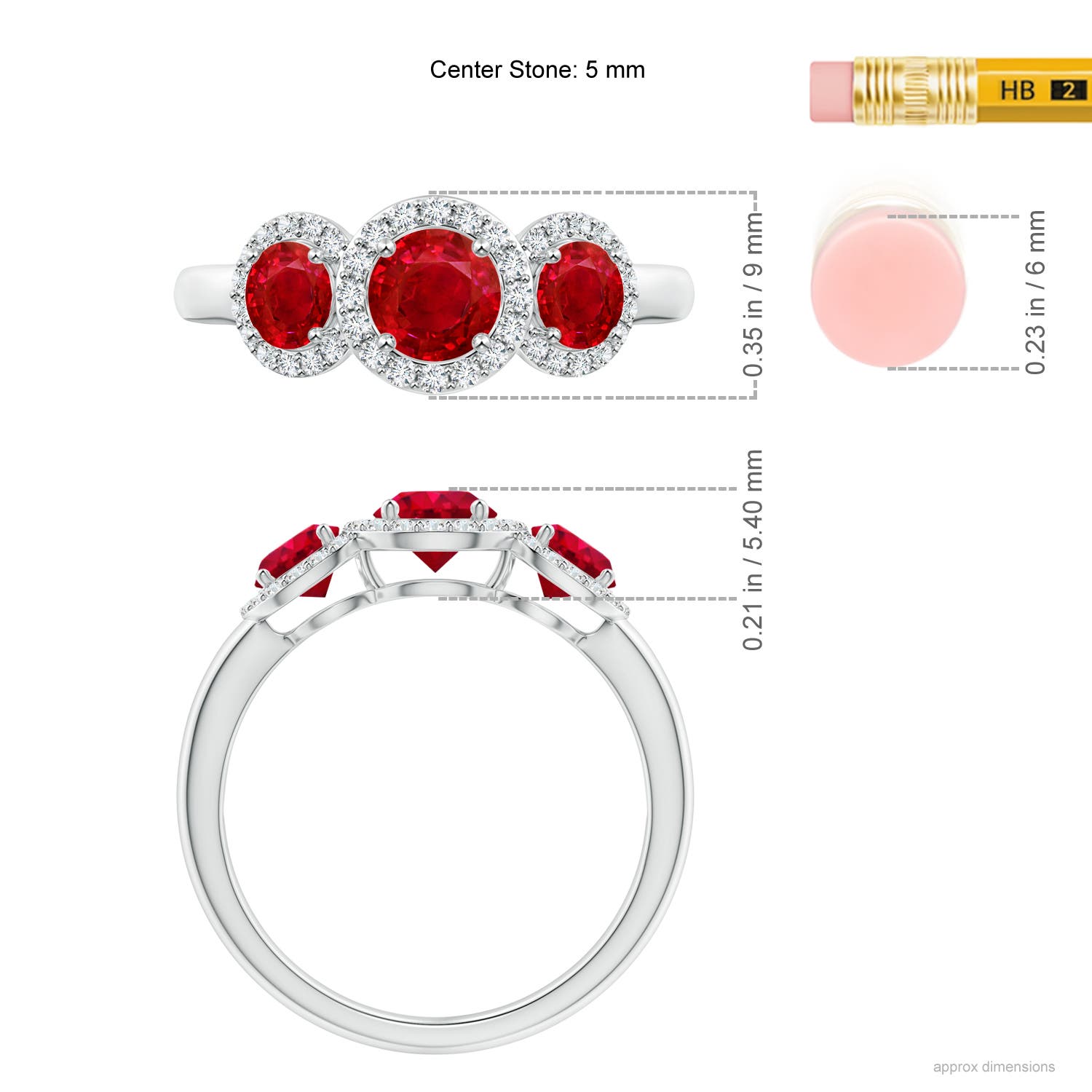 AAA - Ruby / 1.6 CT / 14 KT White Gold