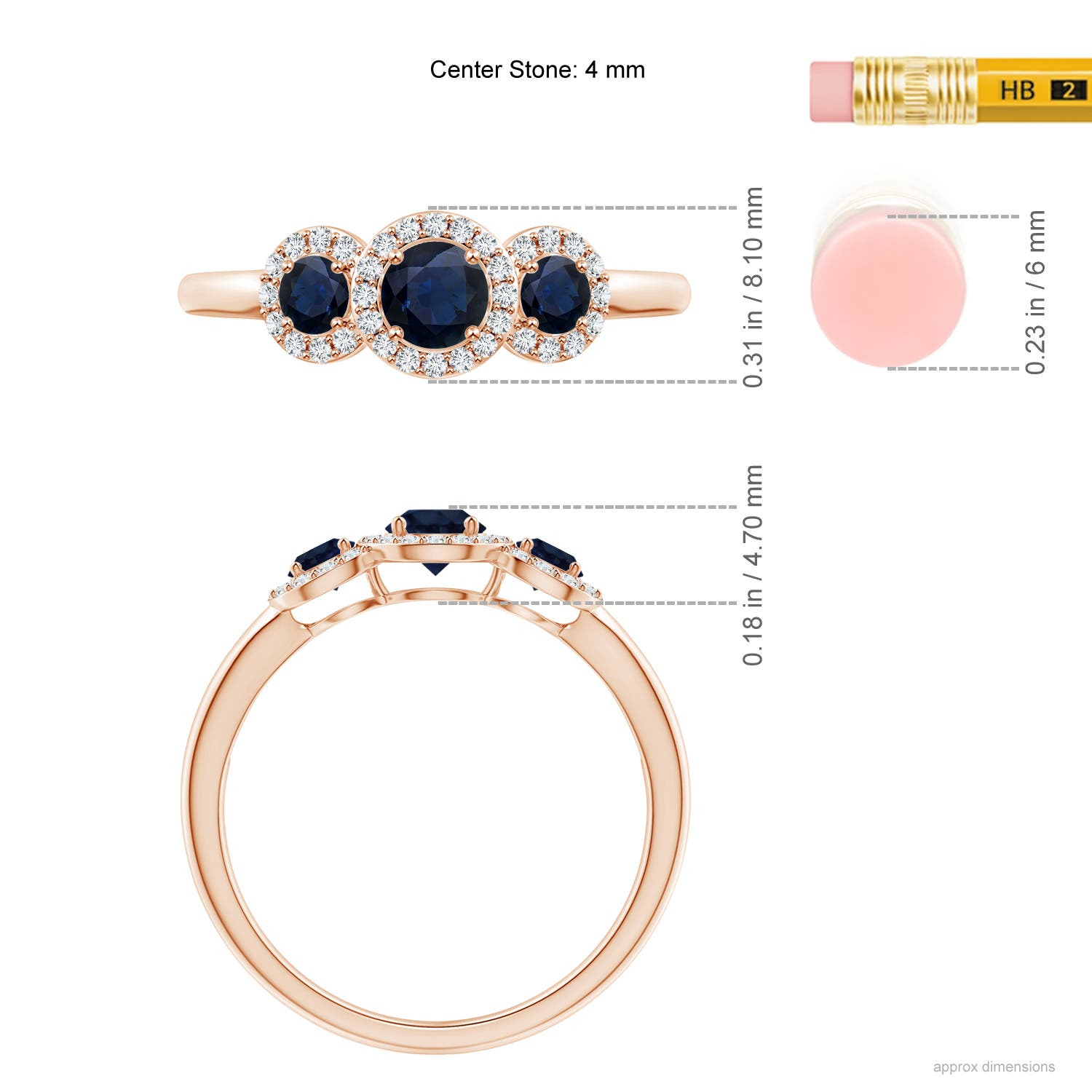 A - Blue Sapphire / 0.88 CT / 14 KT Rose Gold