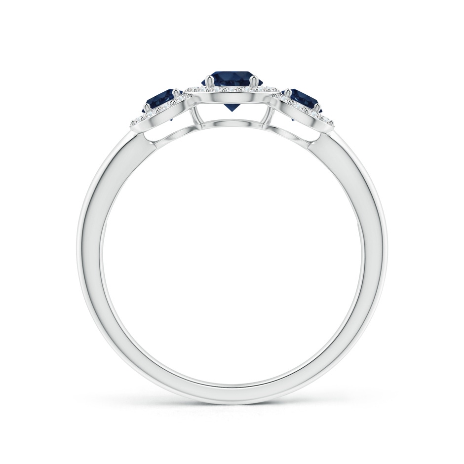 4mm AA Round Sapphire Three Stone Halo Ring with Diamonds in P950 Platinum side-1