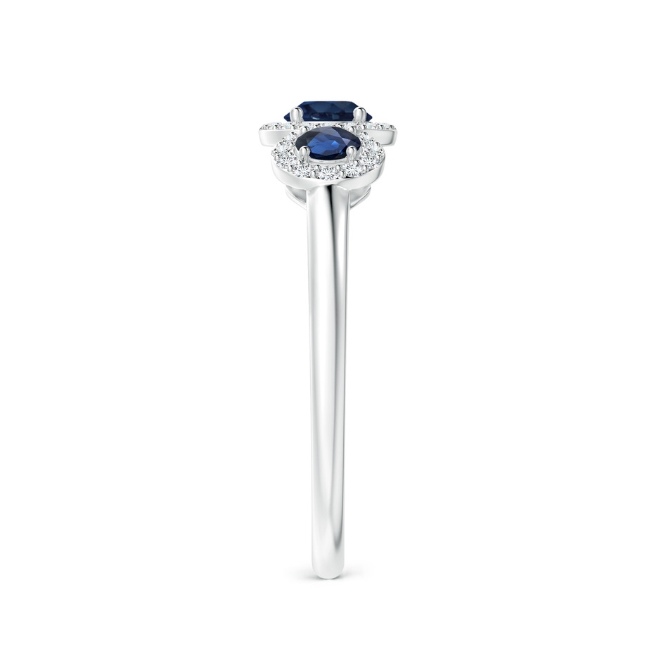 4mm AA Round Sapphire Three Stone Halo Ring with Diamonds in P950 Platinum side-2