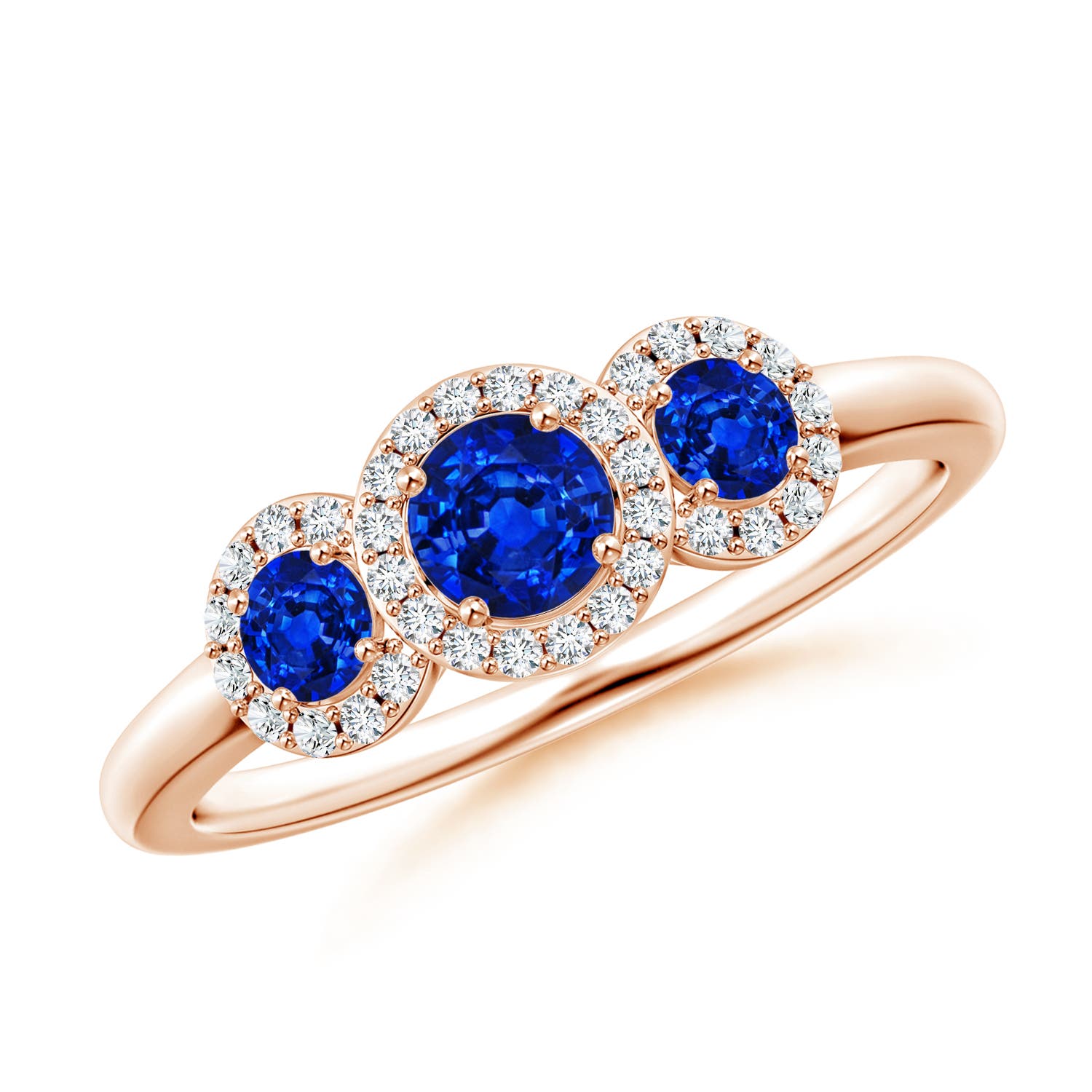 AAAA - Blue Sapphire / 0.88 CT / 14 KT Rose Gold