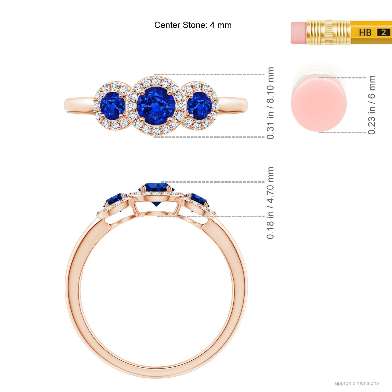 AAAA - Blue Sapphire / 0.88 CT / 14 KT Rose Gold