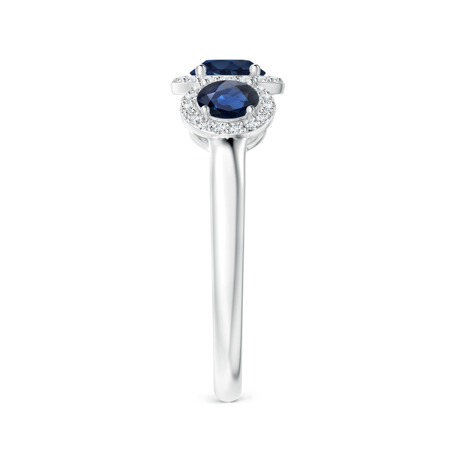 5mm AA Round Sapphire Three Stone Halo Ring with Diamonds in P950 Platinum side-2
