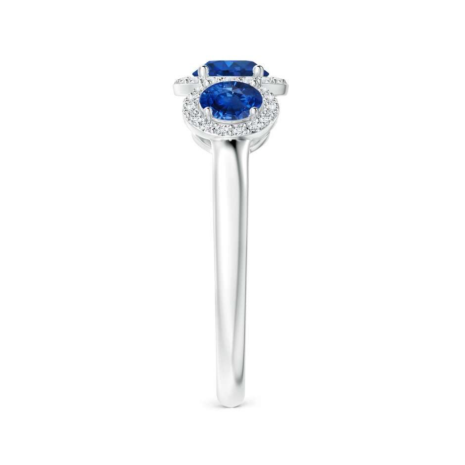 5mm AAA Round Sapphire Three Stone Halo Ring with Diamonds in P950 Platinum side-2