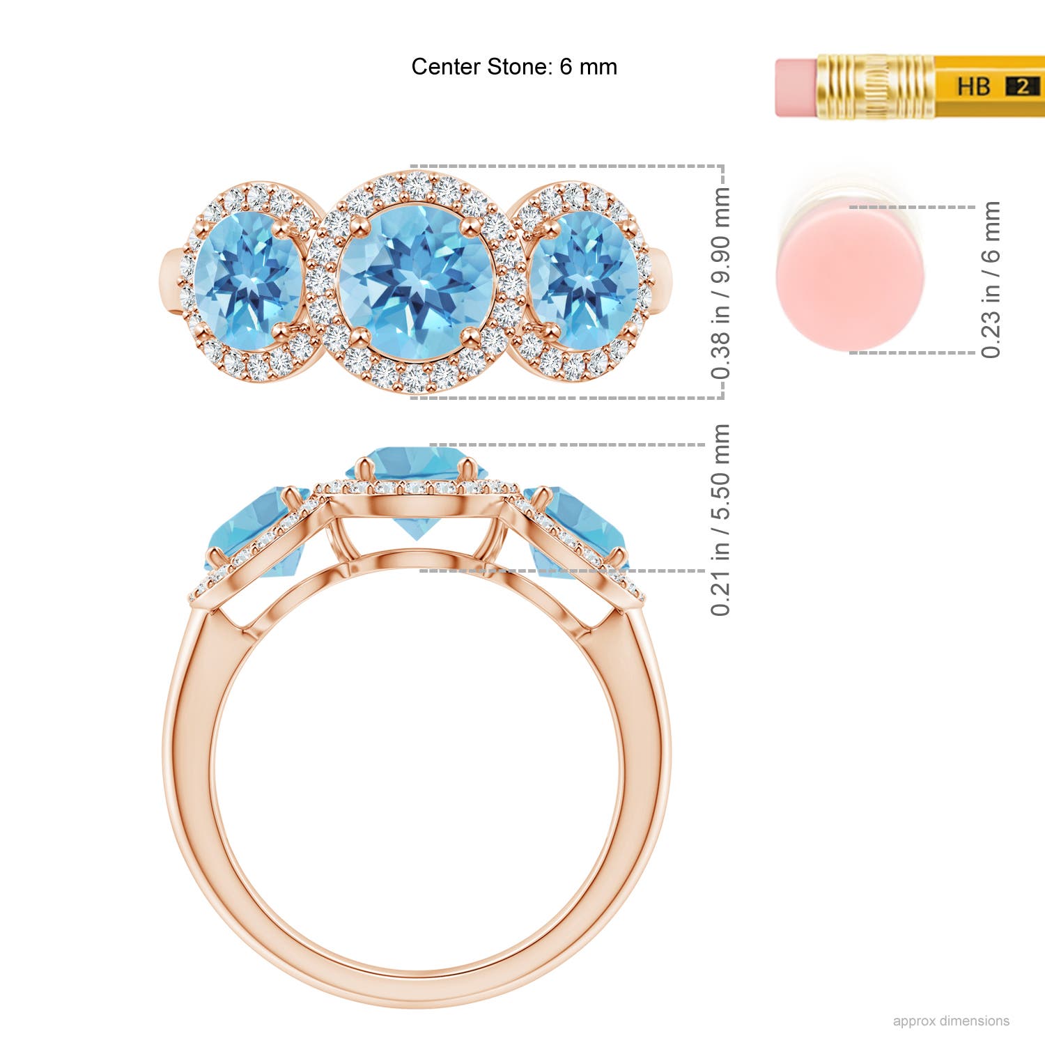 A - Swiss Blue Topaz / 2.53 CT / 14 KT Rose Gold