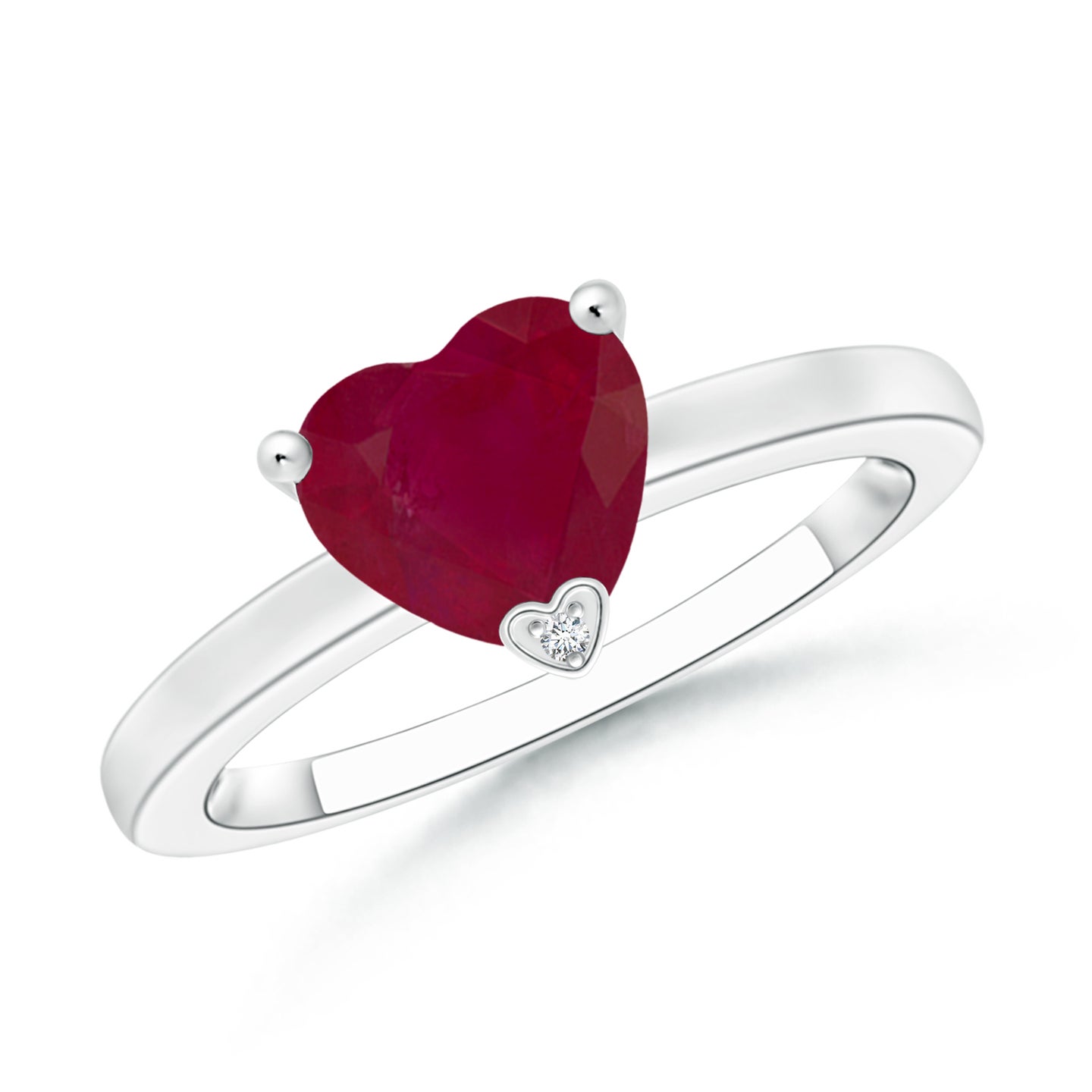 Solitaire Heart Shaped Ruby Promise Ring
