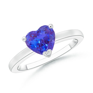 7mm AAA Solitaire Heart Shaped Tanzanite Promise Ring in White Gold