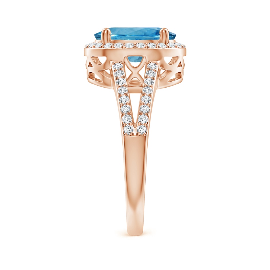 12.00x9.85x6.64mm AAA GIA Certified Oval Aquamarine Halo Ring in Rose Gold side-2