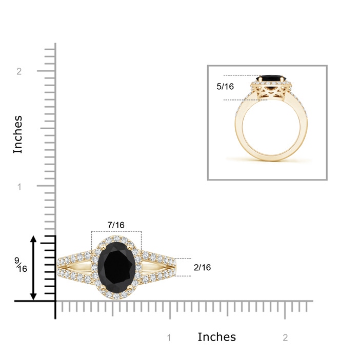 10x8mm AAA Oval Black Onyx Split Shank Halo Ring in Yellow Gold product image