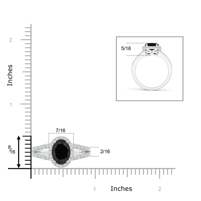 9x7mm AAA Oval Black Onyx Split Shank Halo Ring in White Gold product image