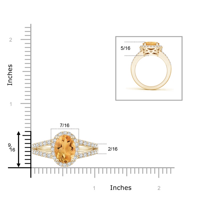 10x8mm A Oval Citrine Split Shank Halo Ring in Yellow Gold product image